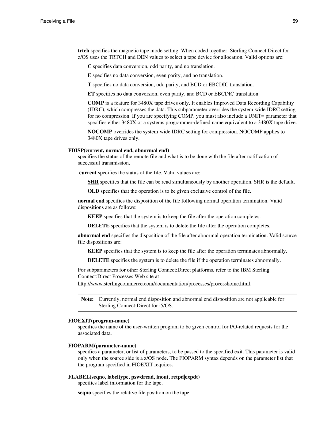 IBM CDI5UG1107 manual FDISPcurrent, normal end, abnormal end, FIOEXITprogram-name, FIOPARMparameter-name 