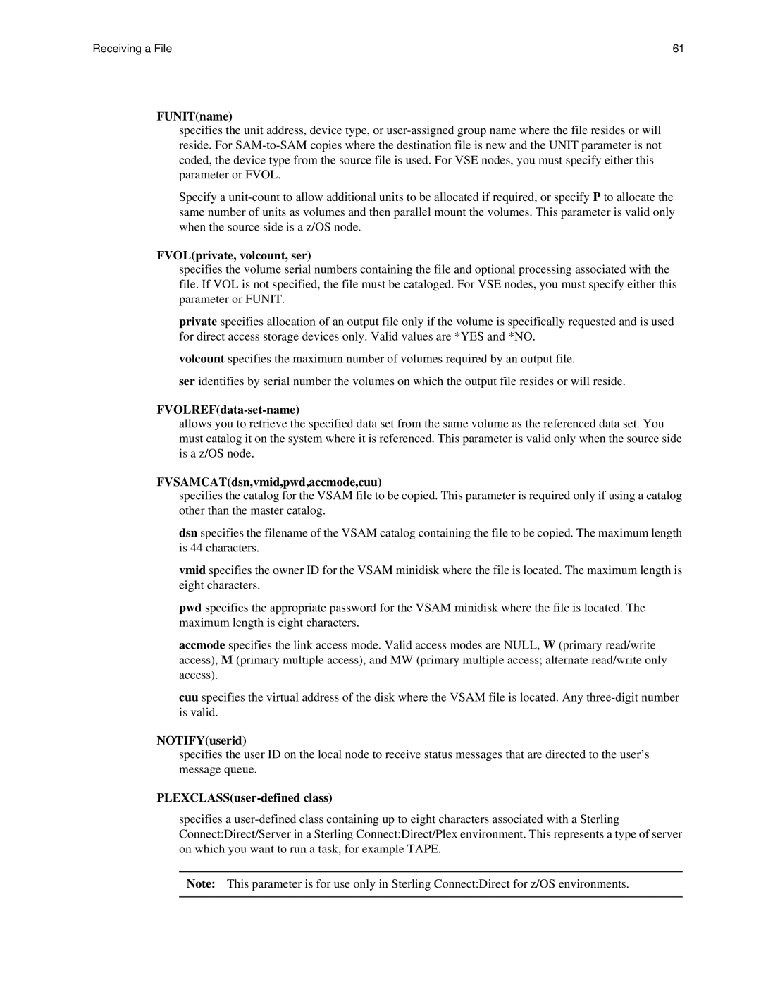 IBM CDI5UG1107 manual FUNITname, FVOLprivate, volcount, ser, FVOLREFdata-set-name, FVSAMCATdsn,vmid,pwd,accmode,cuu 