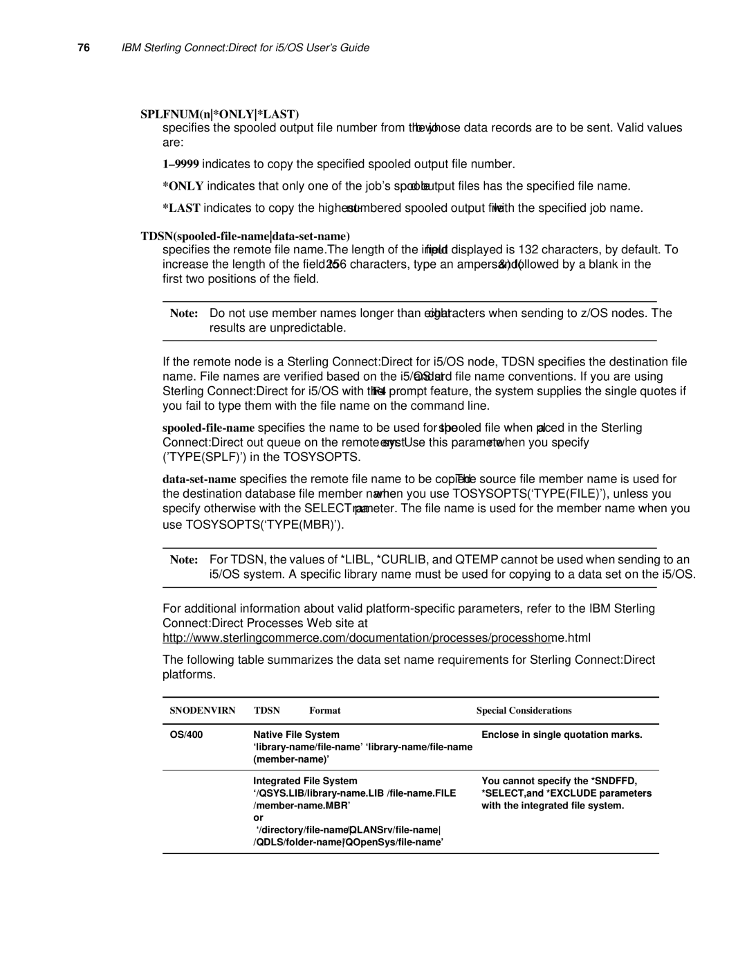 IBM CDI5UG1107 manual SPLFNUMn*ONLY*LAST, TDSNspooled-file-namedata-set-name 