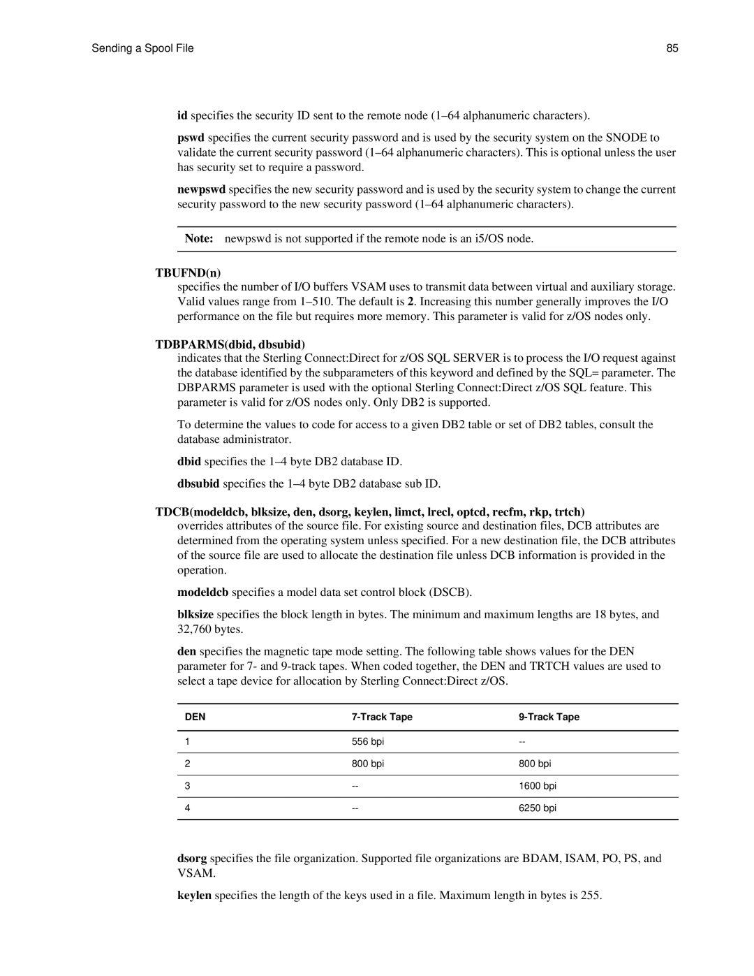 IBM CDI5UG1107 manual TBUFNDn, TDBPARMSdbid, dbsubid 