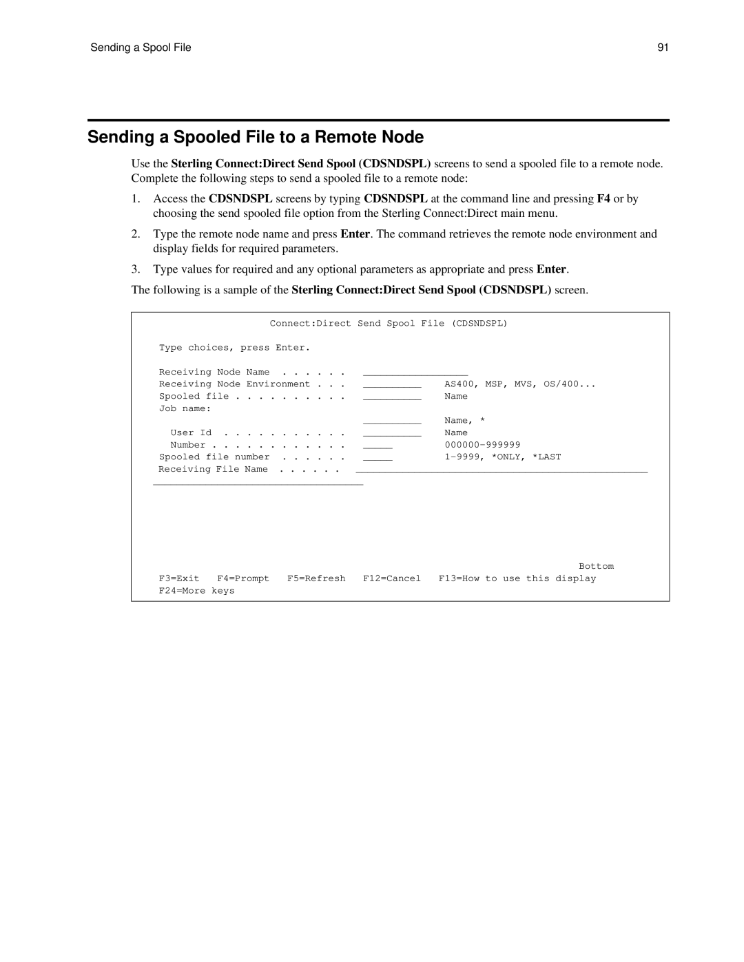 IBM CDI5UG1107 manual Sending a Spooled File to a Remote Node 