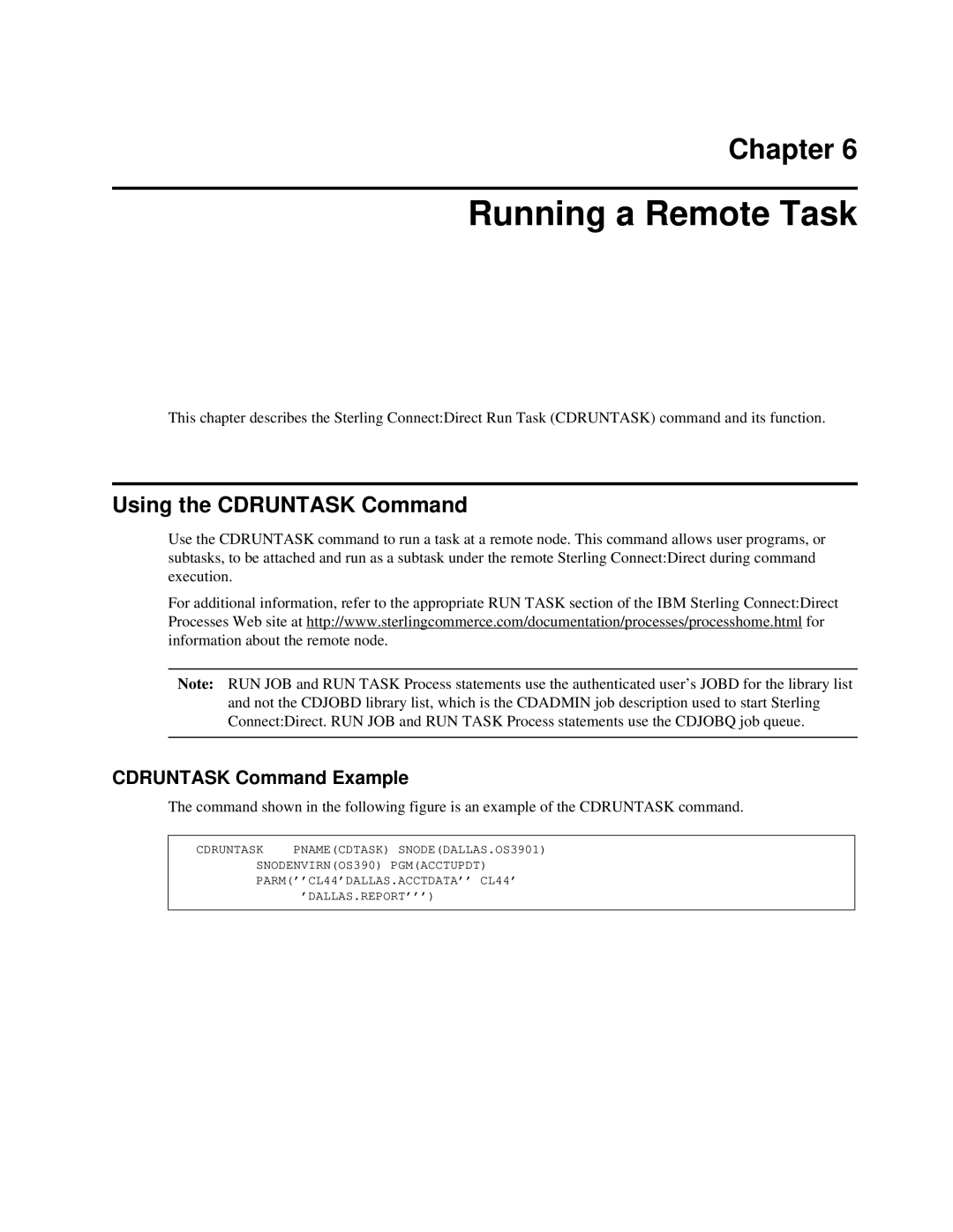 IBM CDI5UG1107 manual Running a Remote Task, Using the Cdruntask Command, Cdruntask Command Example 