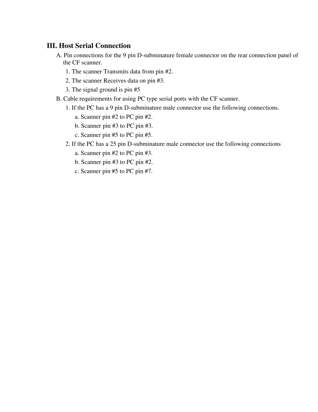 IBM CF Series manual III. Host Serial Connection 