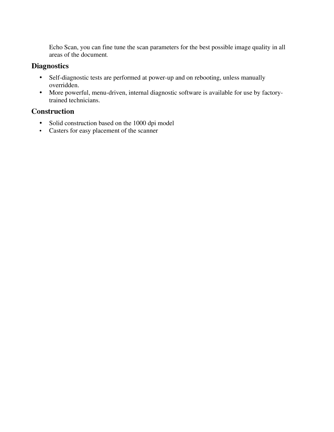 IBM CF Series manual Diagnostics, Construction 