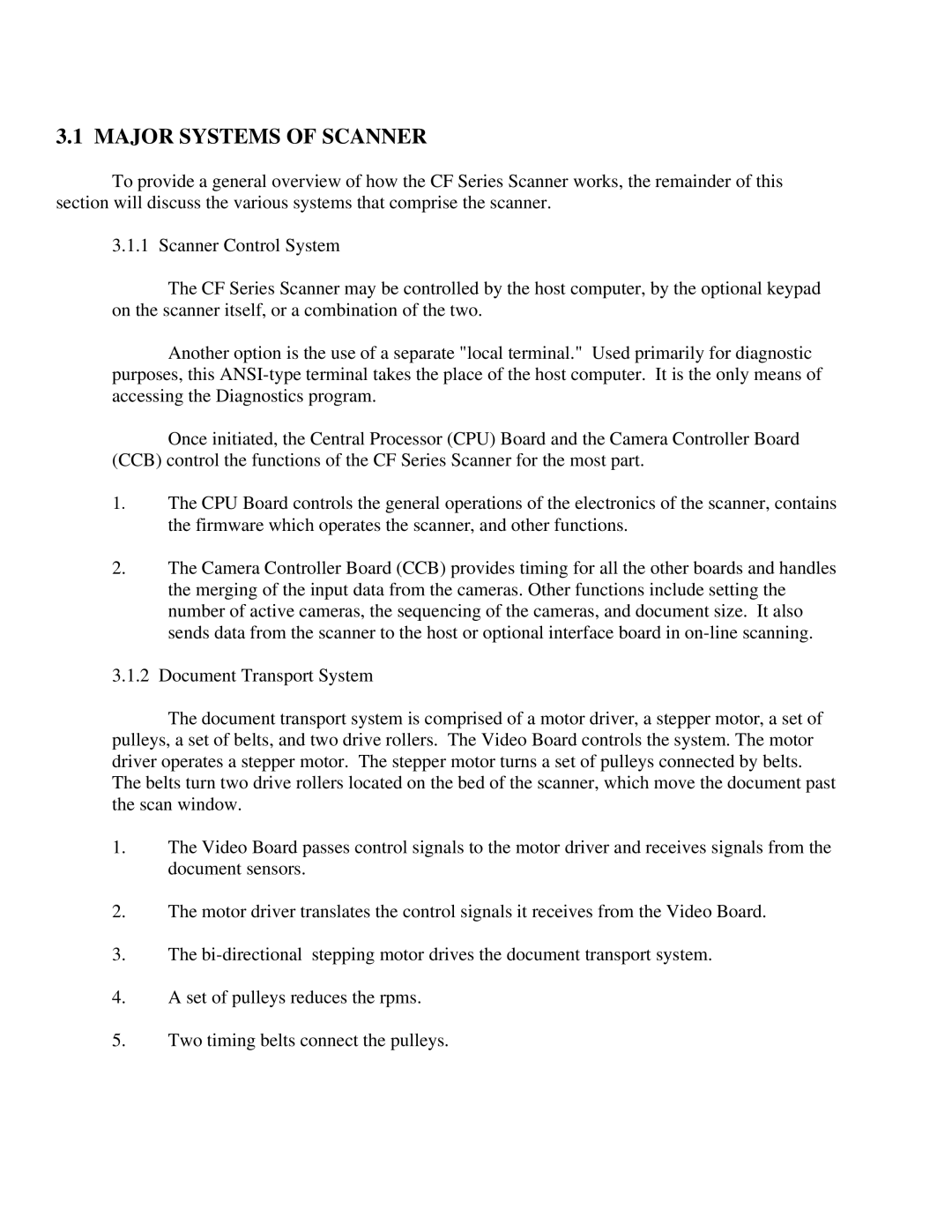 IBM CF Series manual Major Systems of Scanner 