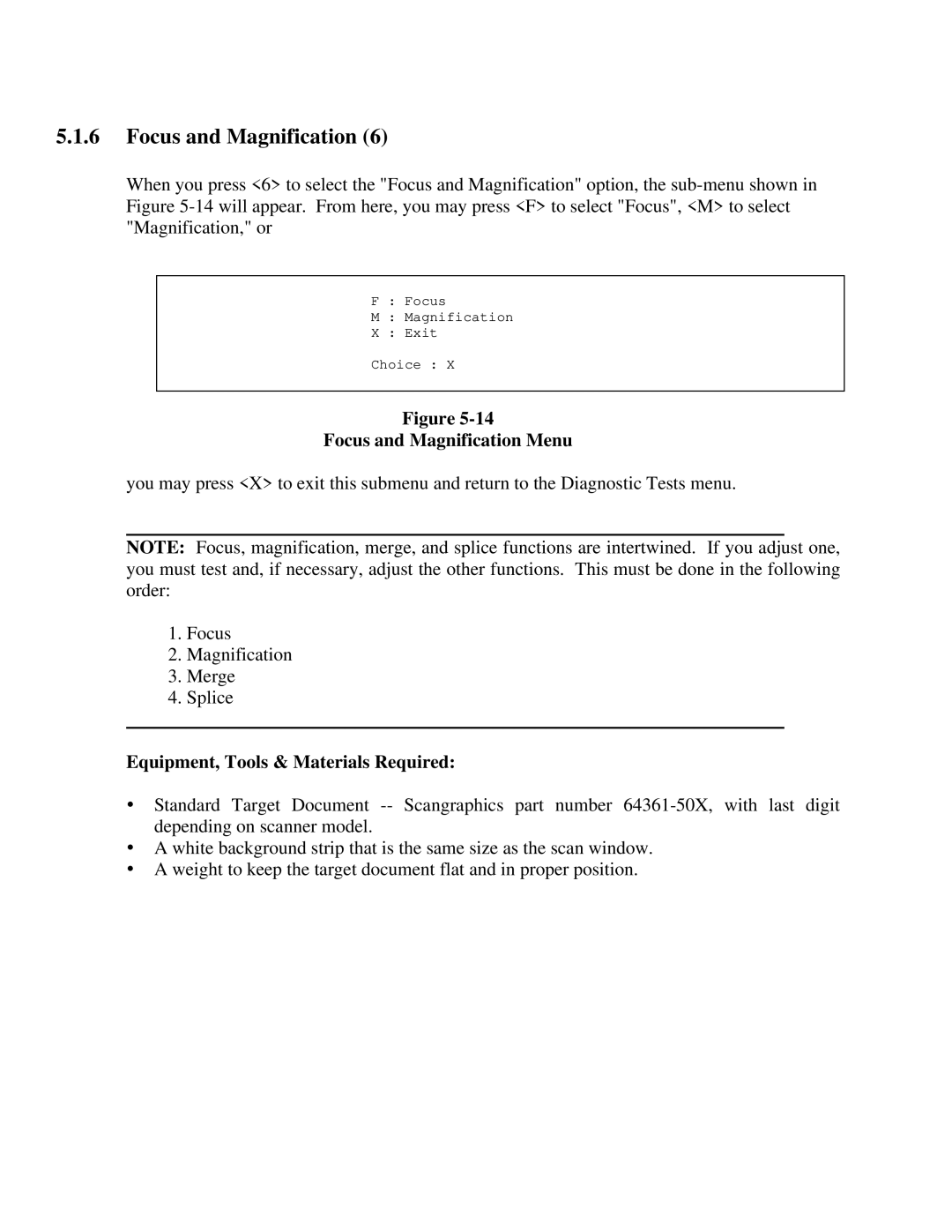 IBM CF Series manual Focus and Magnification Menu, Equipment, Tools & Materials Required 