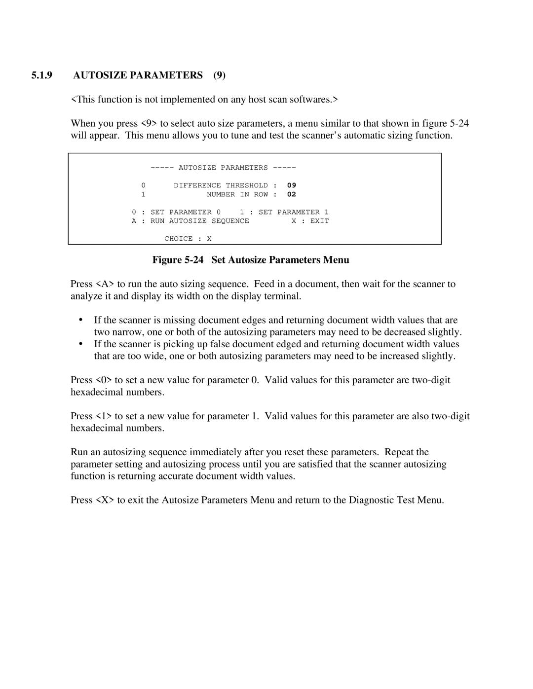 IBM CF Series manual Set Autosize Parameters Menu 