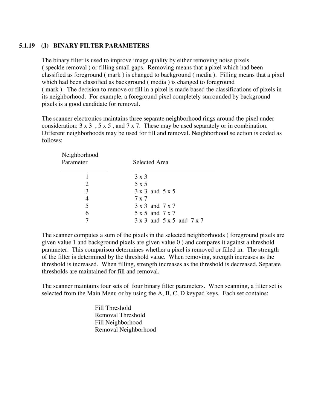 IBM CF Series manual Binary Filter Parameters 