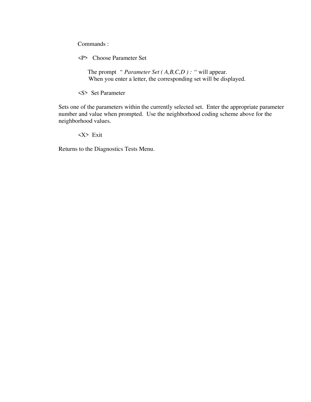 IBM CF Series manual Prompt Parameter Set A,B,C,D will appear 