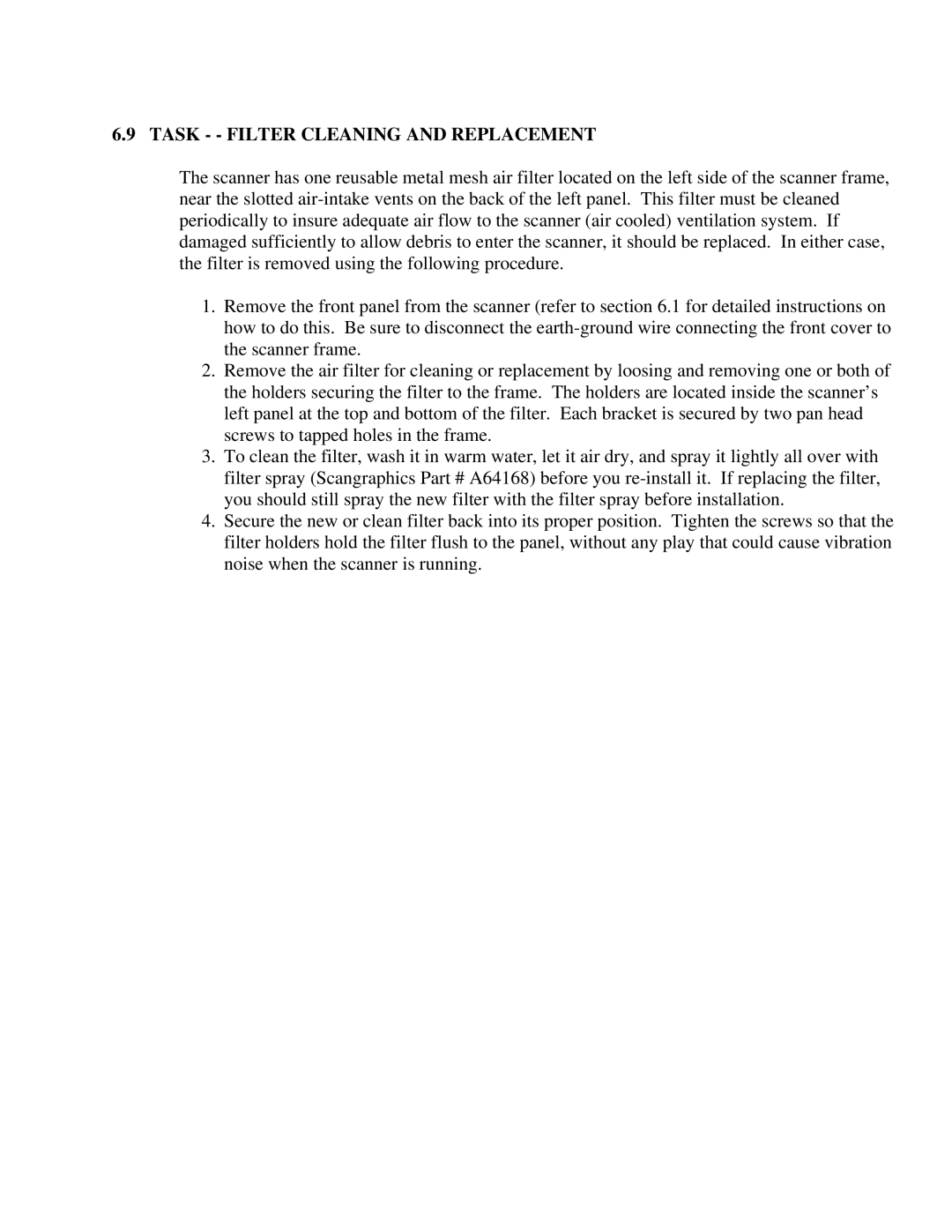 IBM CF Series manual Task - Filter Cleaning and Replacement 