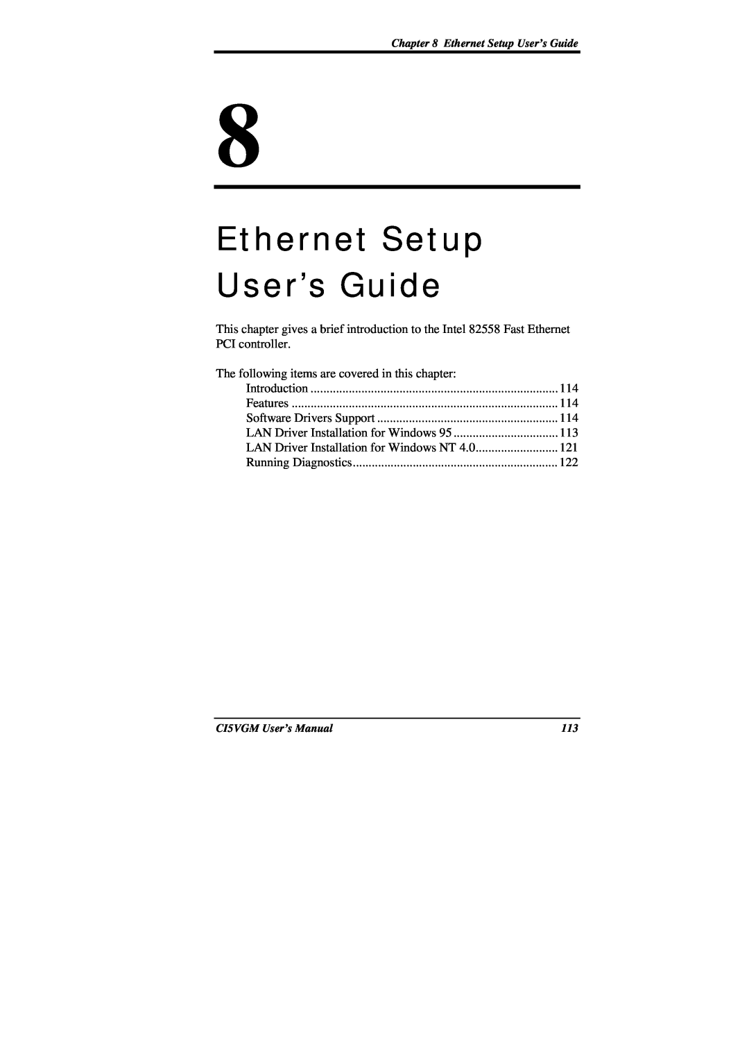 IBM CI5VGM Series user manual Ethernet Setup User’s Guide 