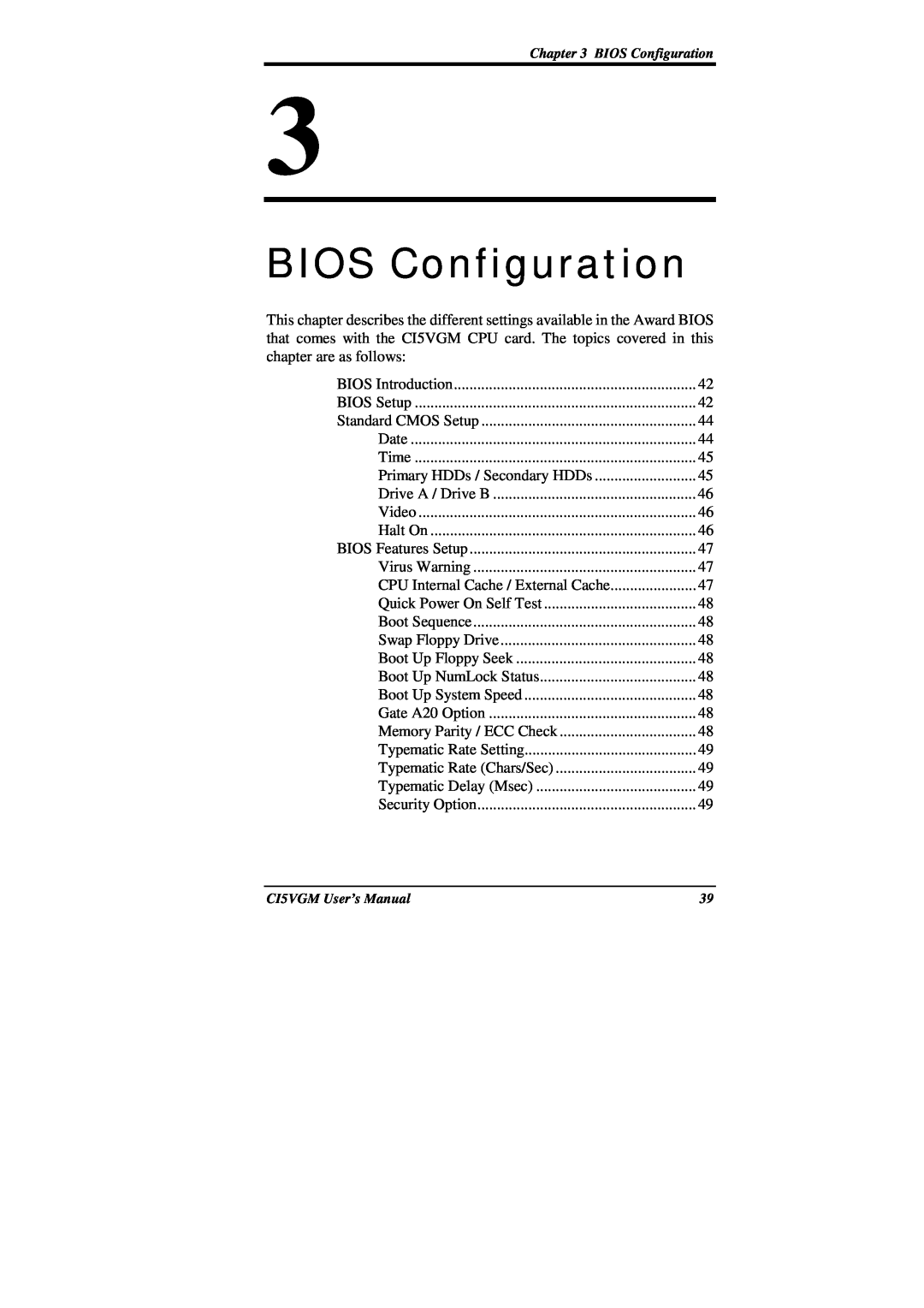 IBM CI5VGM Series user manual BIOS Configuration 