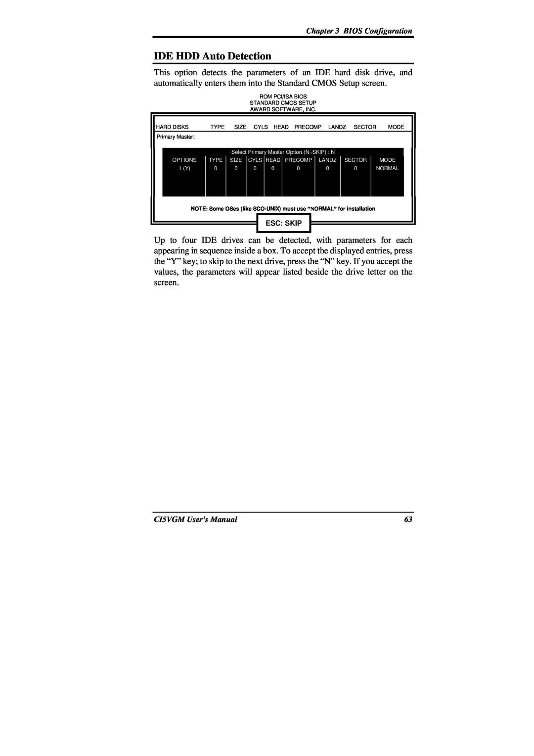 IBM CI5VGM Series user manual IDE HDD Auto Detection, Esc Skip 