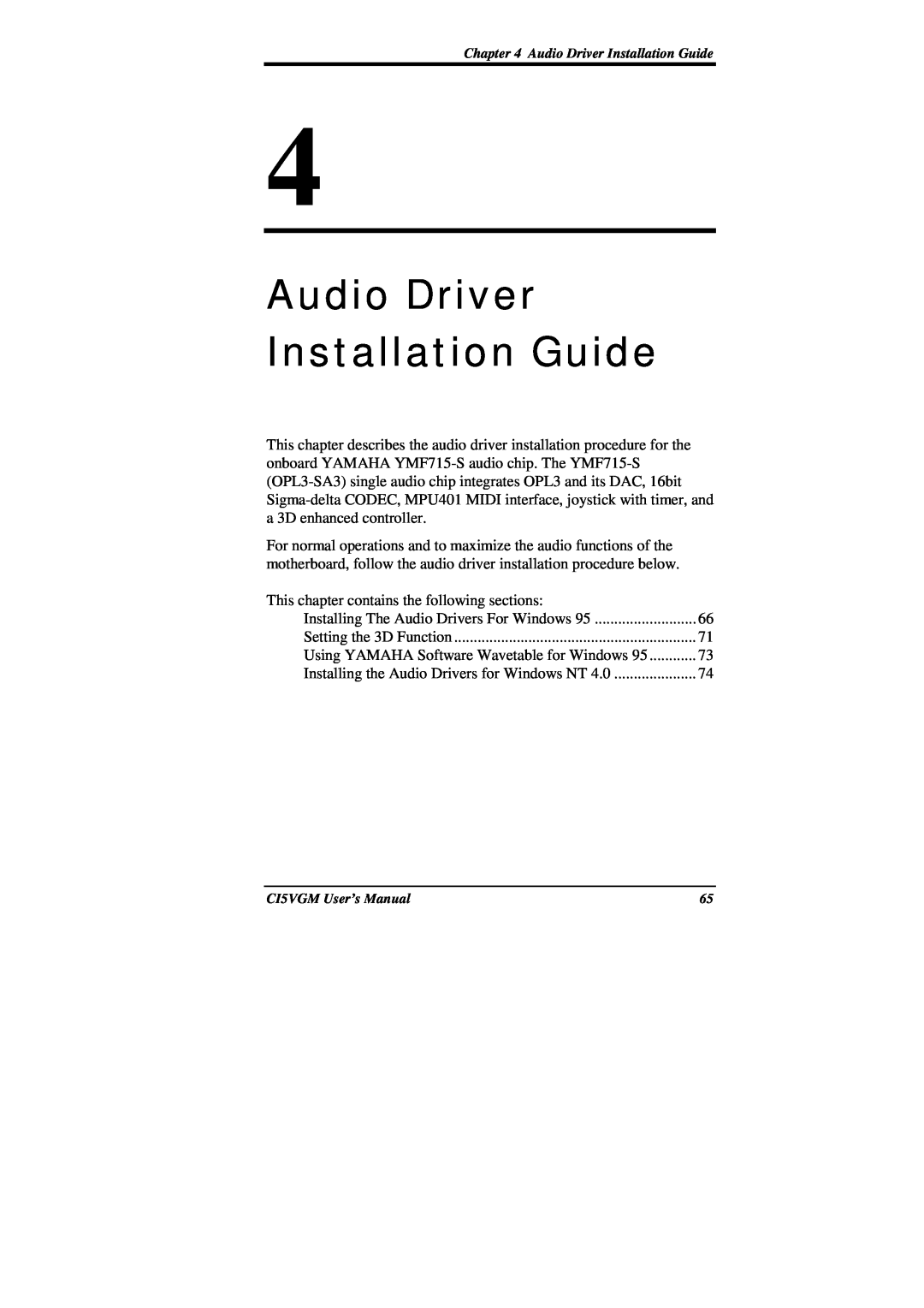 IBM CI5VGM Series user manual Audio Driver Installation Guide 
