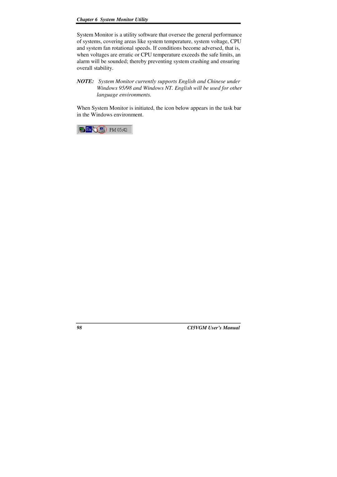 IBM CI5VGM Series user manual System Monitor Utility 