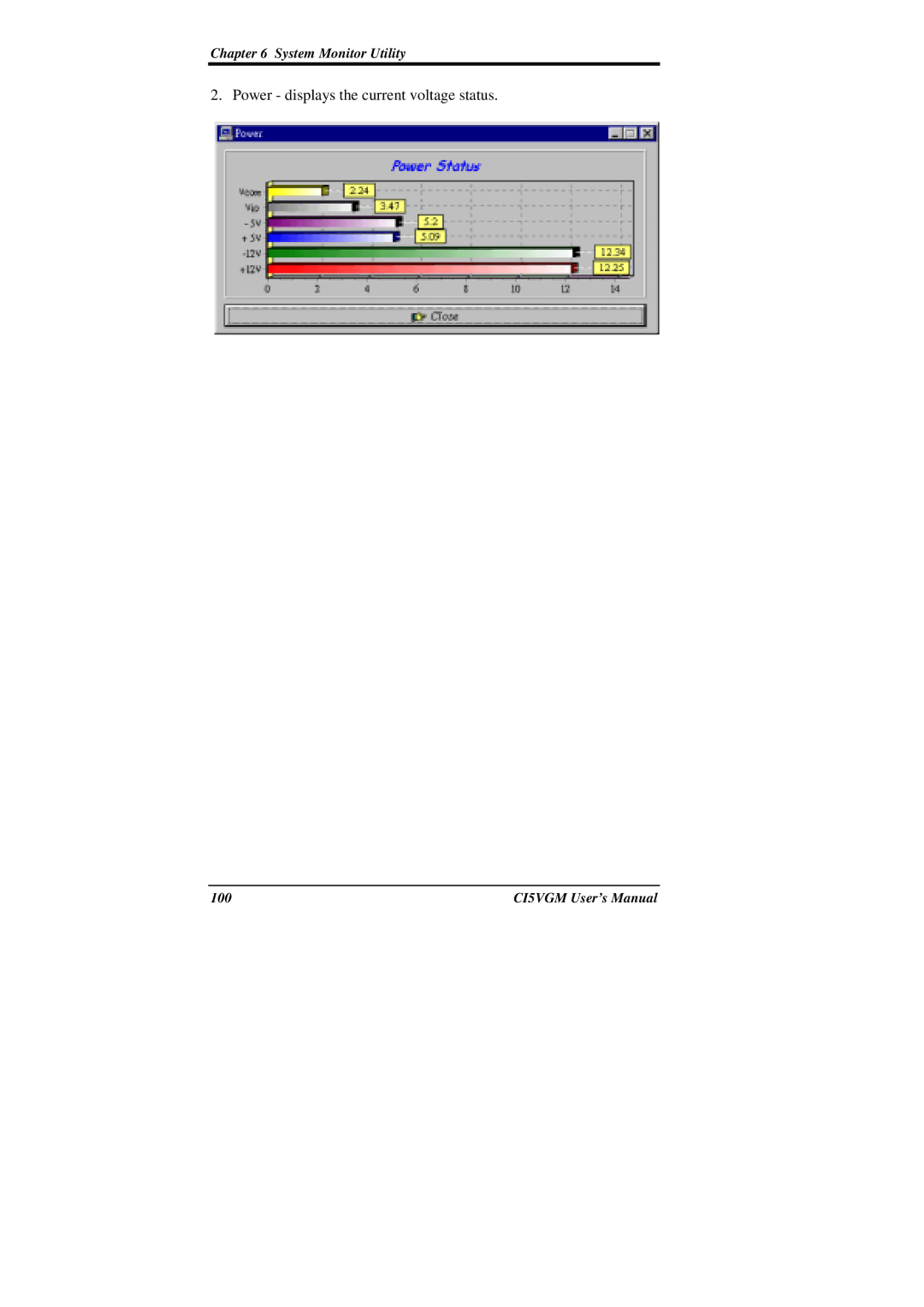 IBM CI5VGM Series user manual Power displays the current voltage status 