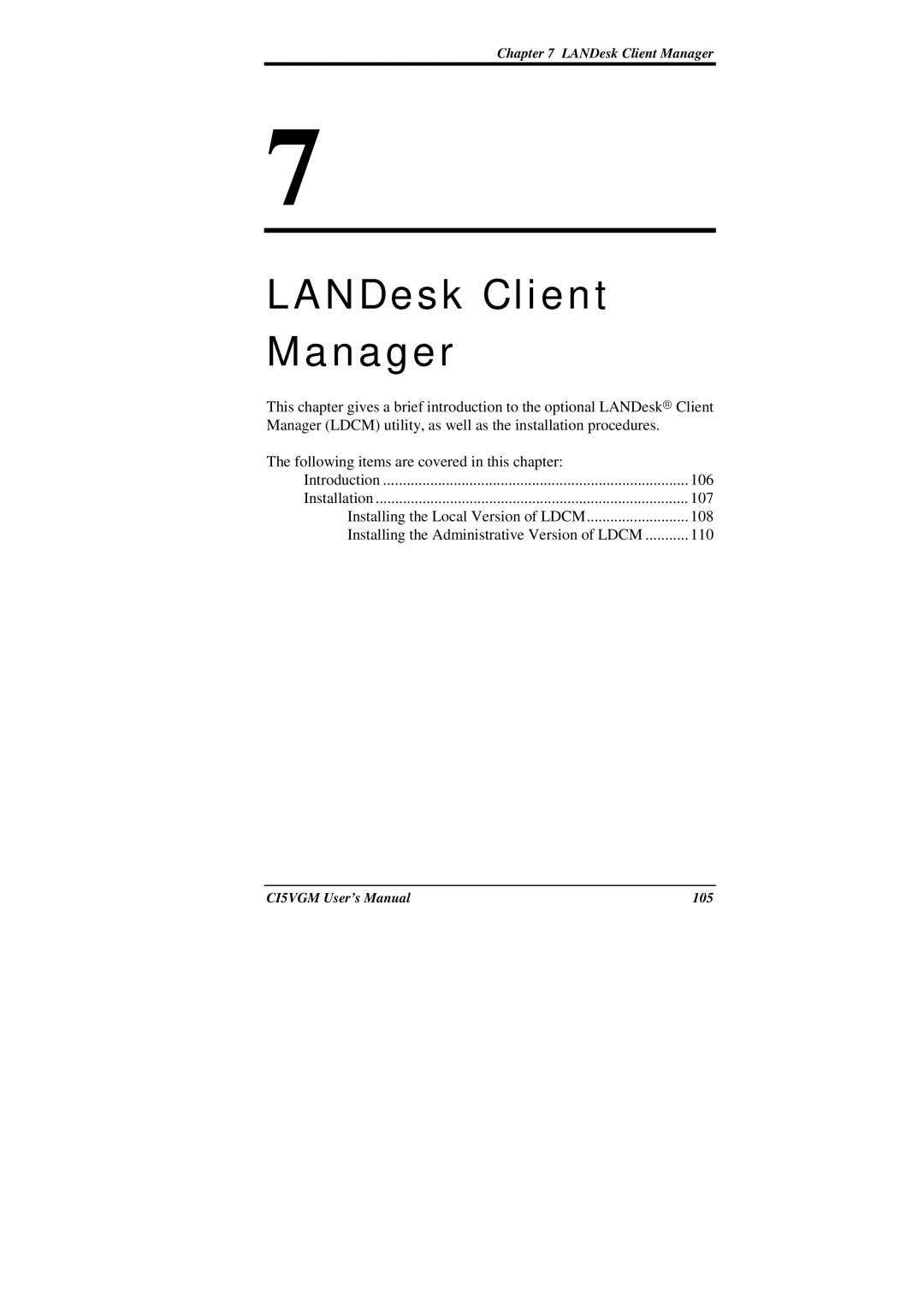 IBM CI5VGM Series user manual LANDesk Client Manager 