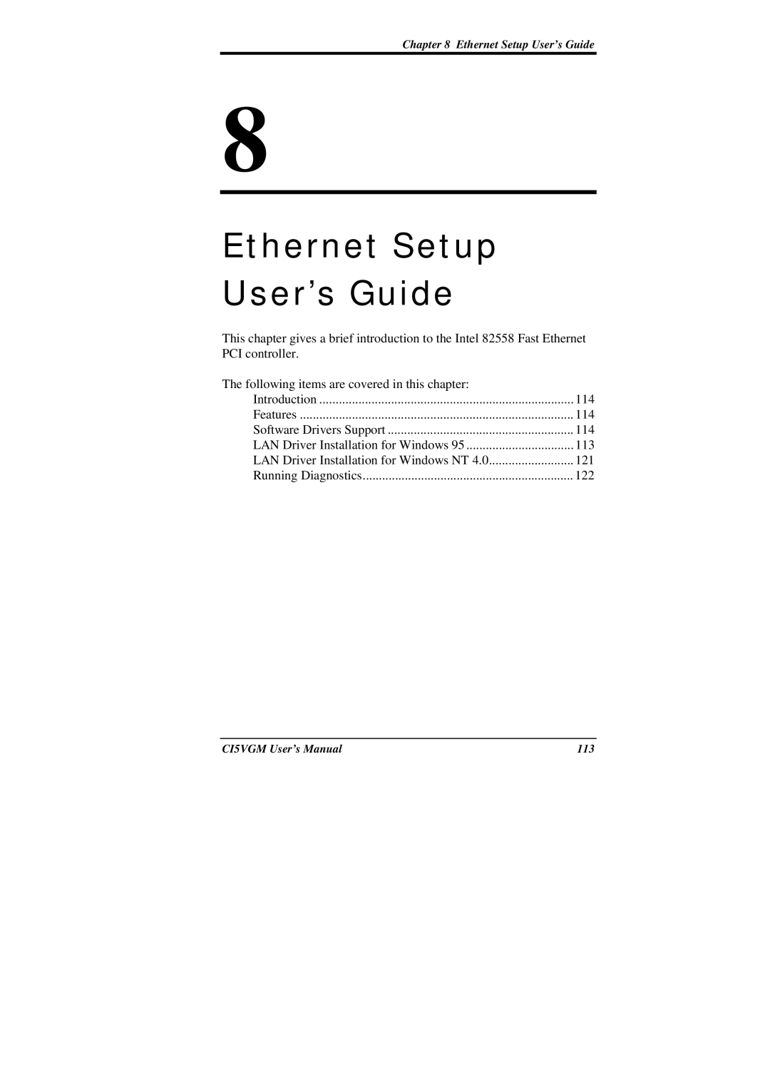 IBM CI5VGM Series user manual Ethernet Setup User’s Guide 