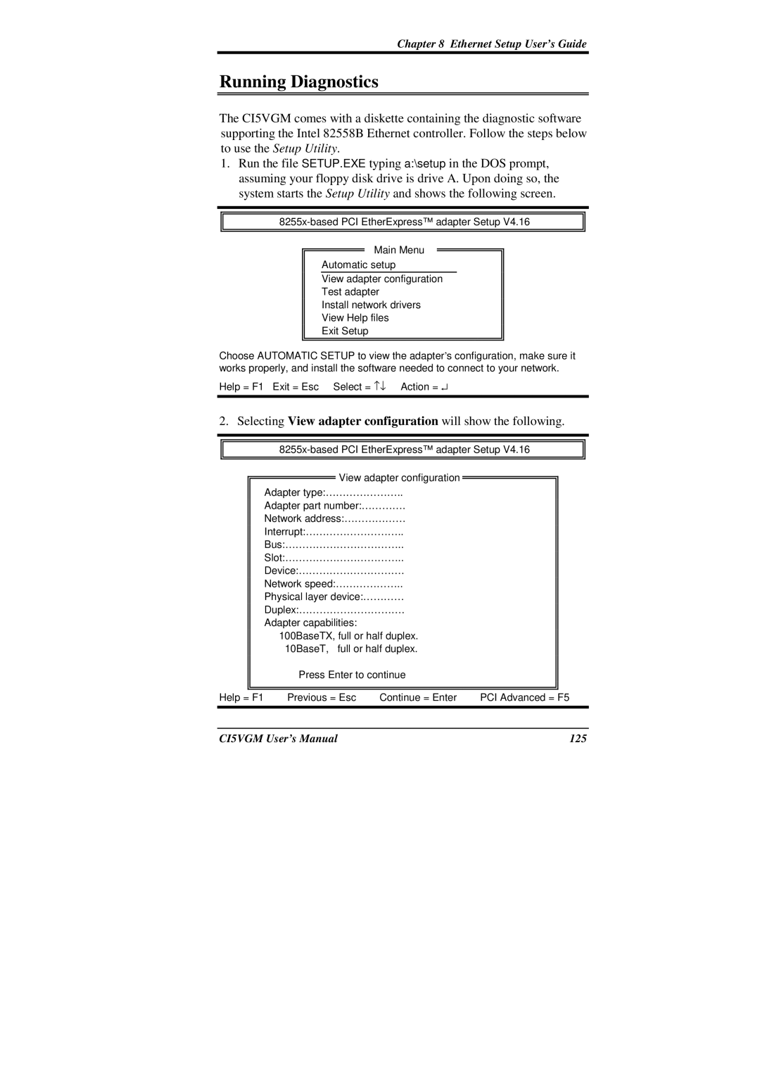 IBM CI5VGM Series user manual Running Diagnostics 