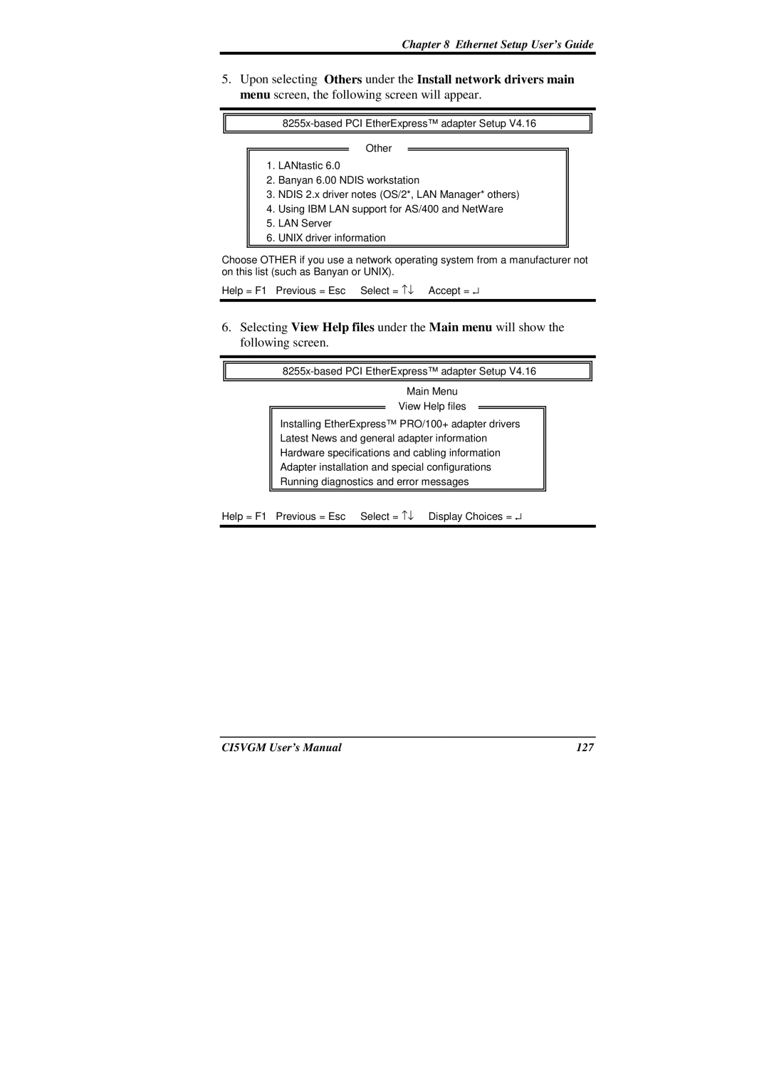 IBM CI5VGM Series user manual CI5VGM User’s Manual 127 