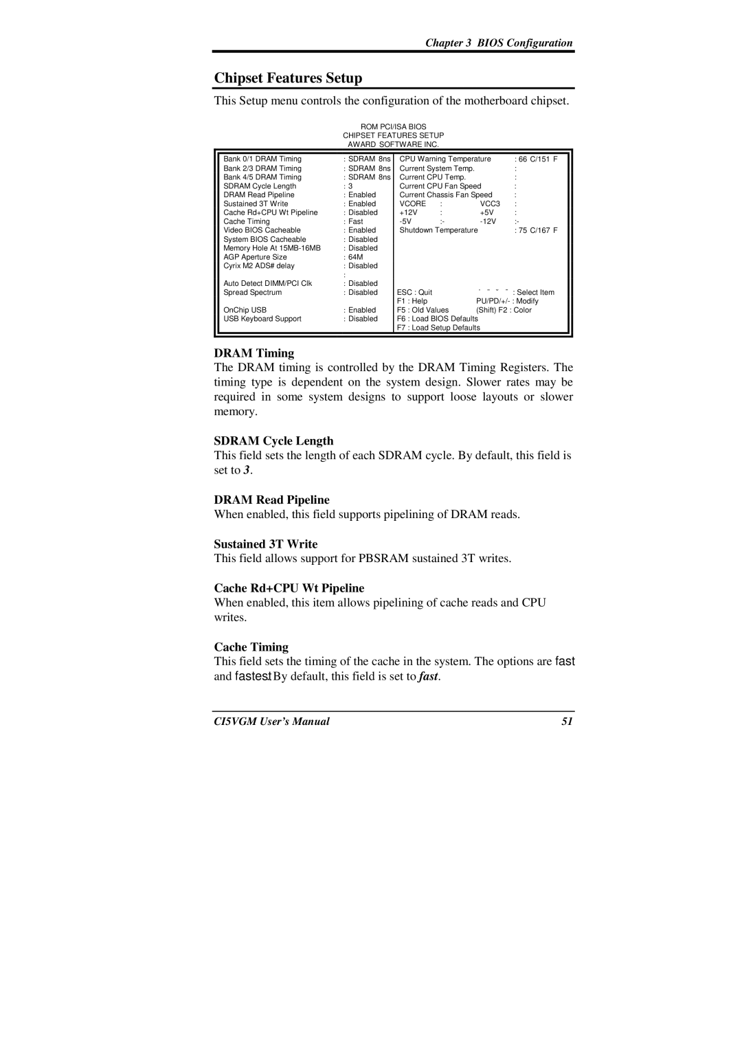 IBM CI5VGM Series user manual Chipset Features Setup 