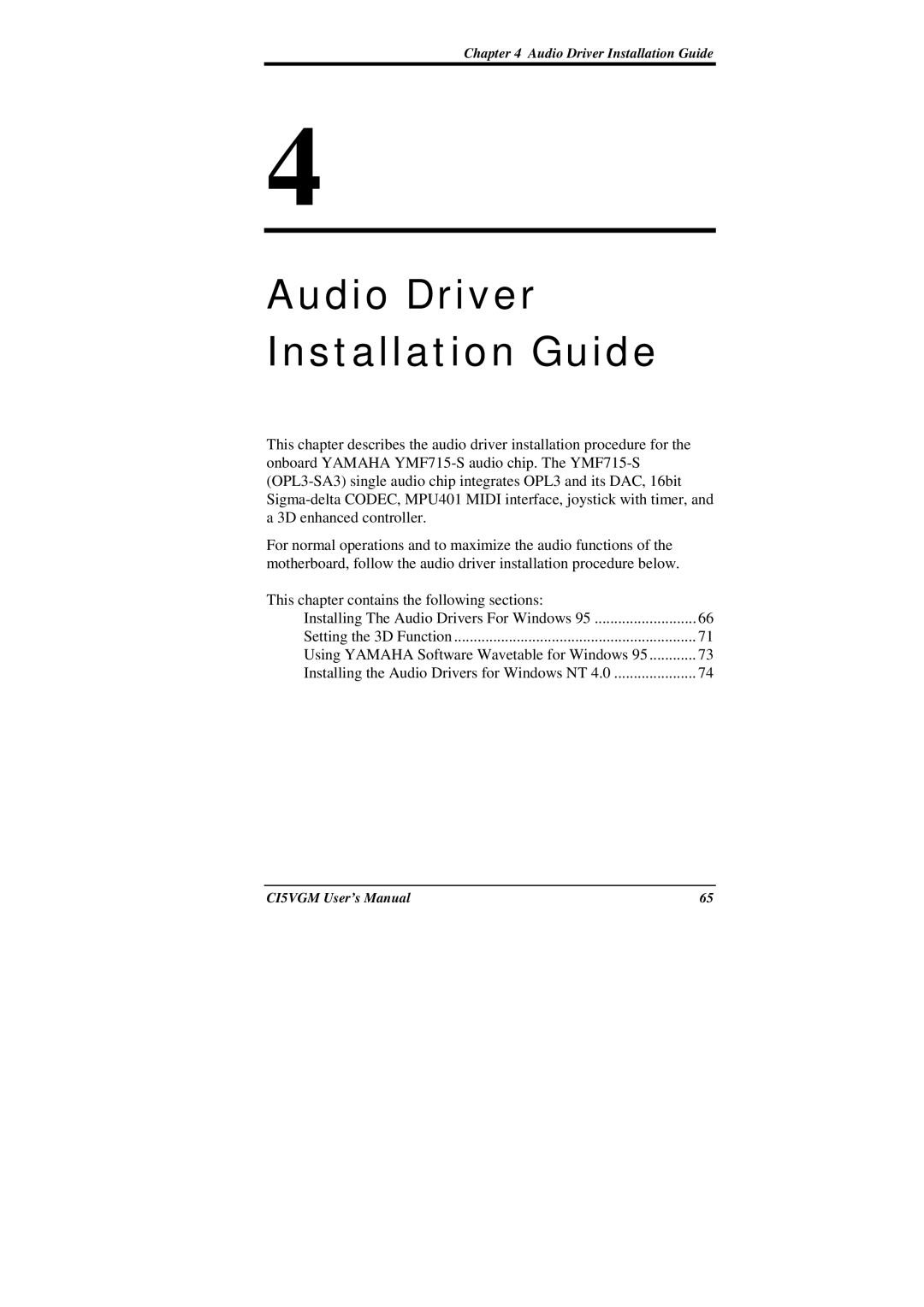 IBM CI5VGM Series user manual Audio Driver Installation Guide 