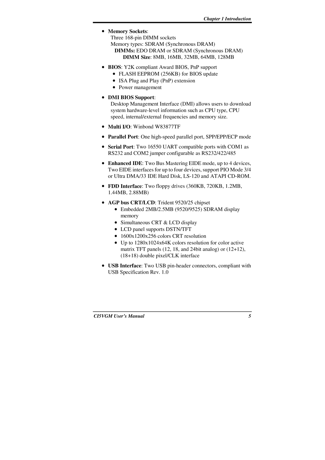 IBM CI5VGM Series user manual Memory Sockets, DMI Bios Support 