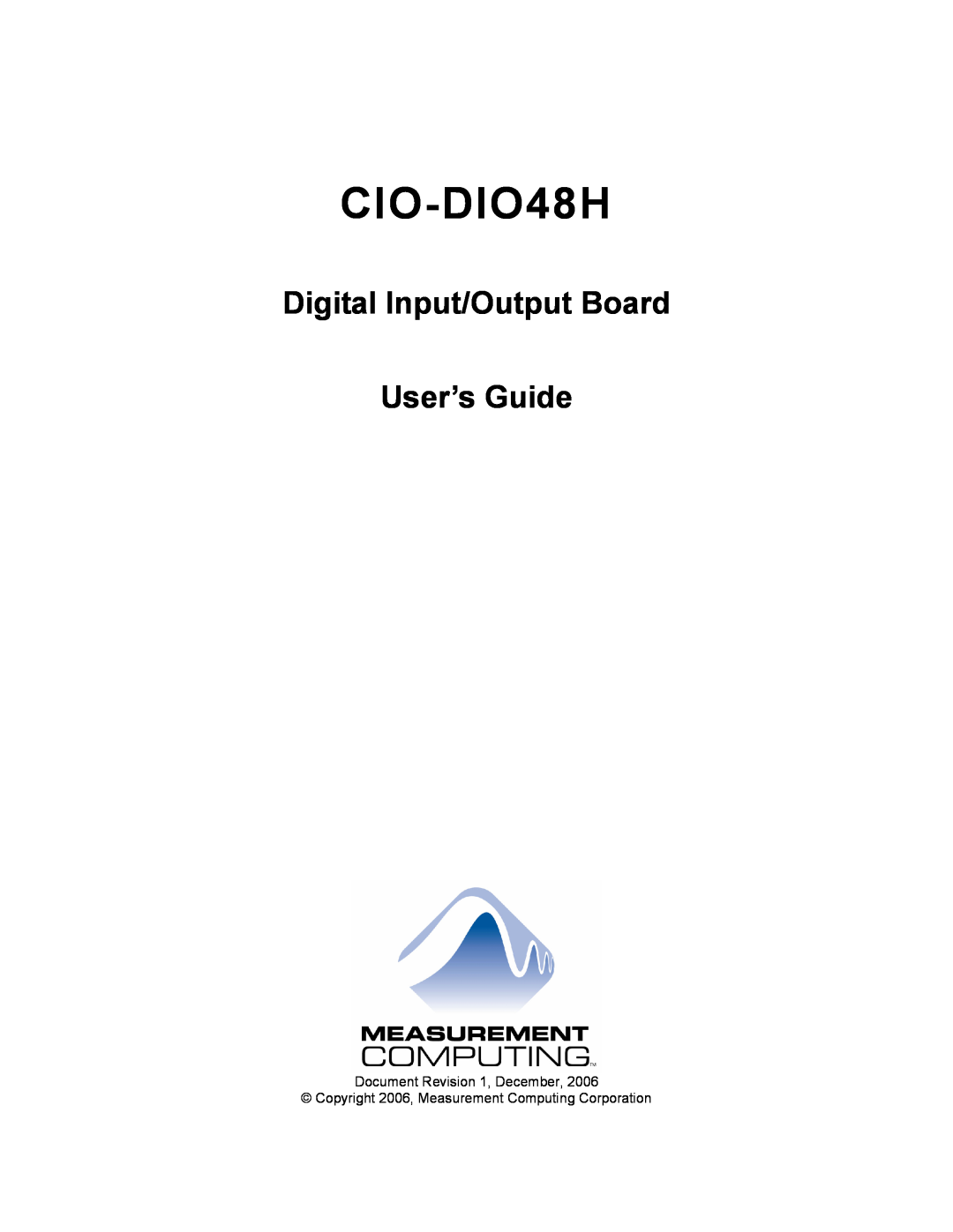 IBM CIO-DIO48H manual Digital Input/Output Board User’s Guide, Document Revision 1, December 