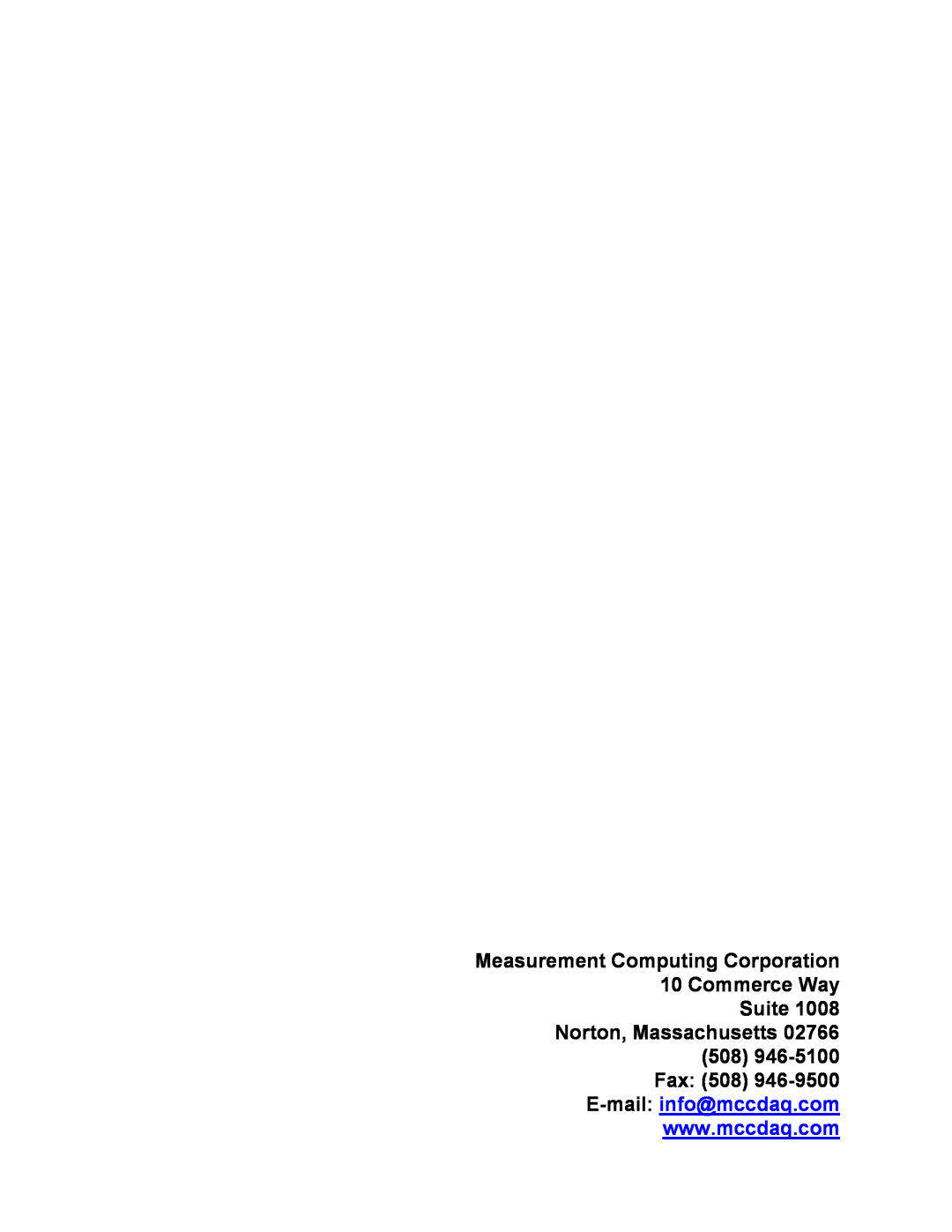 IBM CIO-DIO48H manual Measurement Computing Corporation 10 Commerce Way Suite, Norton, Massachusetts 508 Fax 