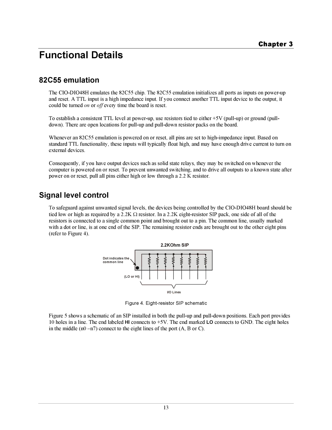 IBM CIO-DIO48H manual Functional Details, 82C55 emulation, Signal level control 