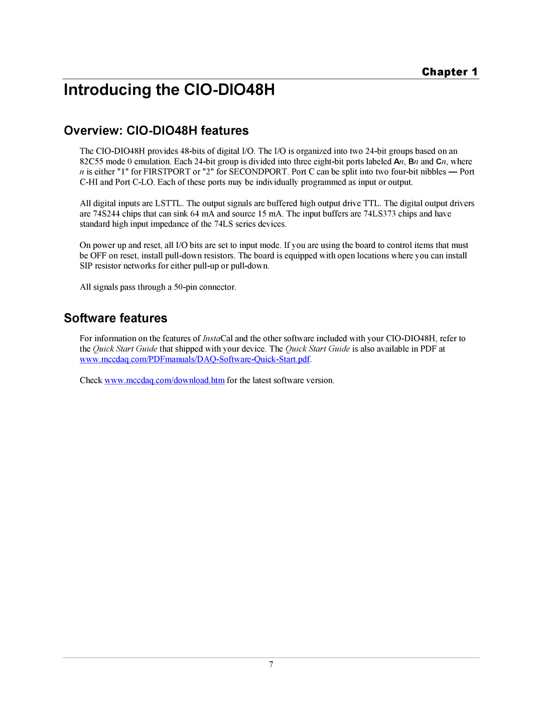 IBM manual Introducing the CIO-DIO48H, Overview CIO-DIO48H features, Software features 