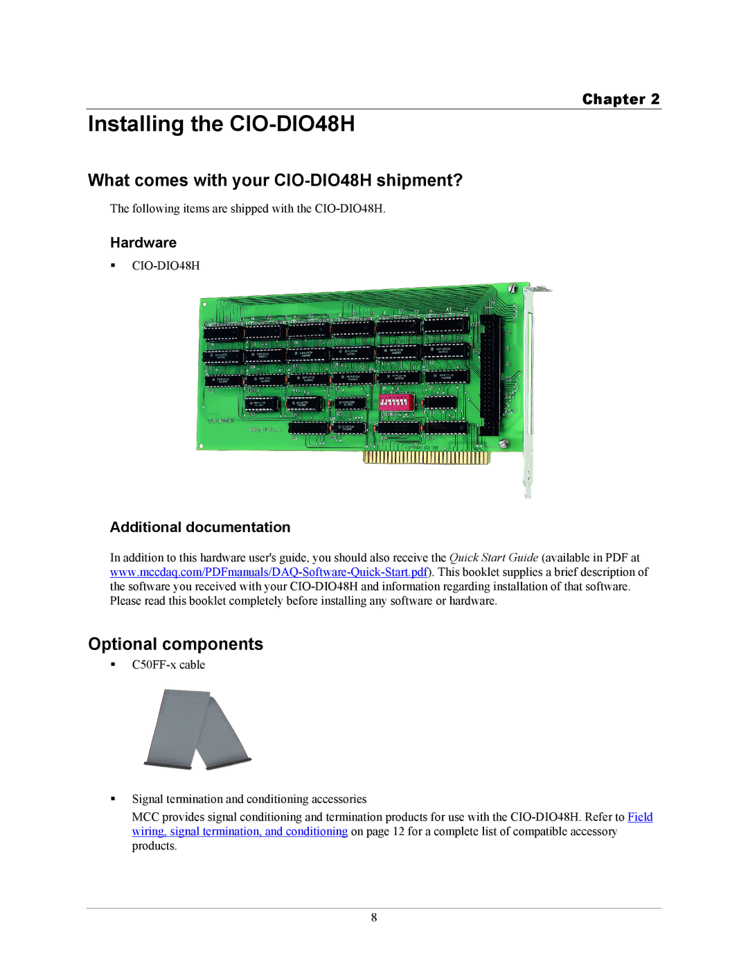 IBM manual Installing the CIO-DIO48H, What comes with your CIO-DIO48H shipment?, Optional components 