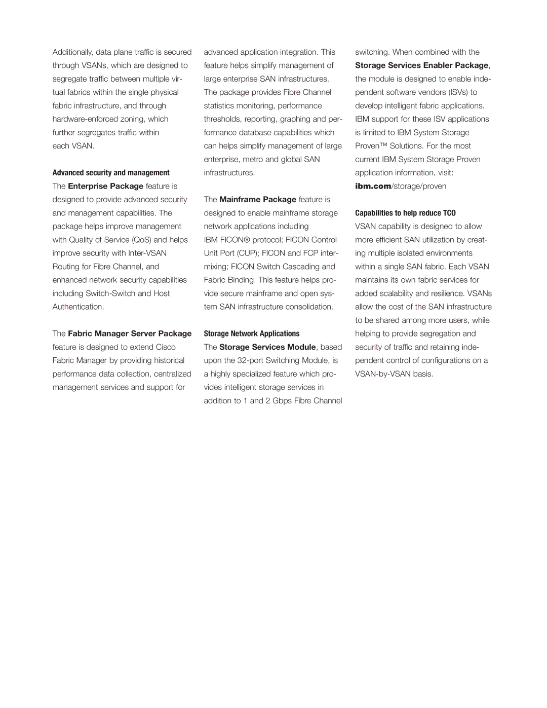 IBM Cisco MDS 9506 manual Advanced security and management, Storage Network Applications 