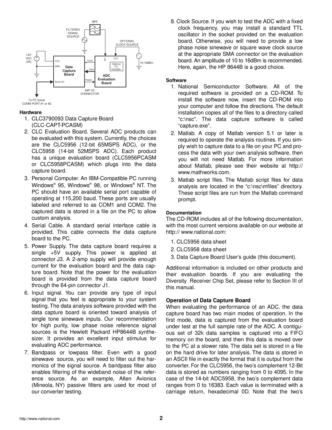 IBM CLC-CAPT-PCASM manual Operation of Data Capture Board 