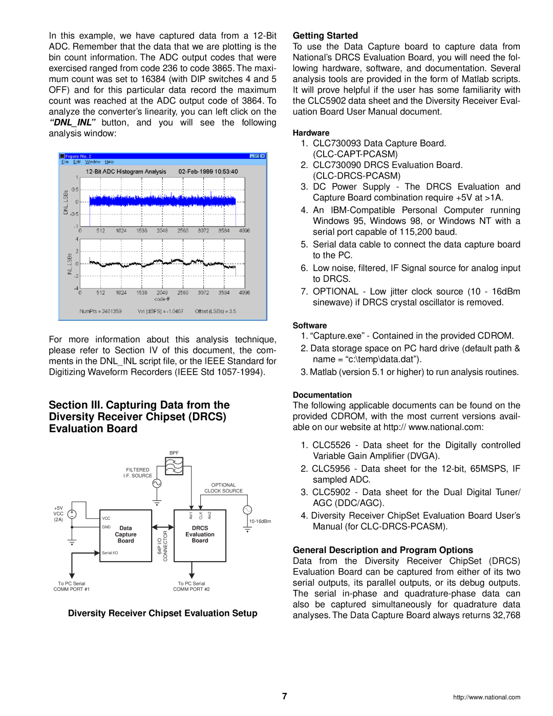 IBM CLC-CAPT-PCASM Diversity Receiver Chipset Evaluation Setup Getting Started, General Description and Program Options 