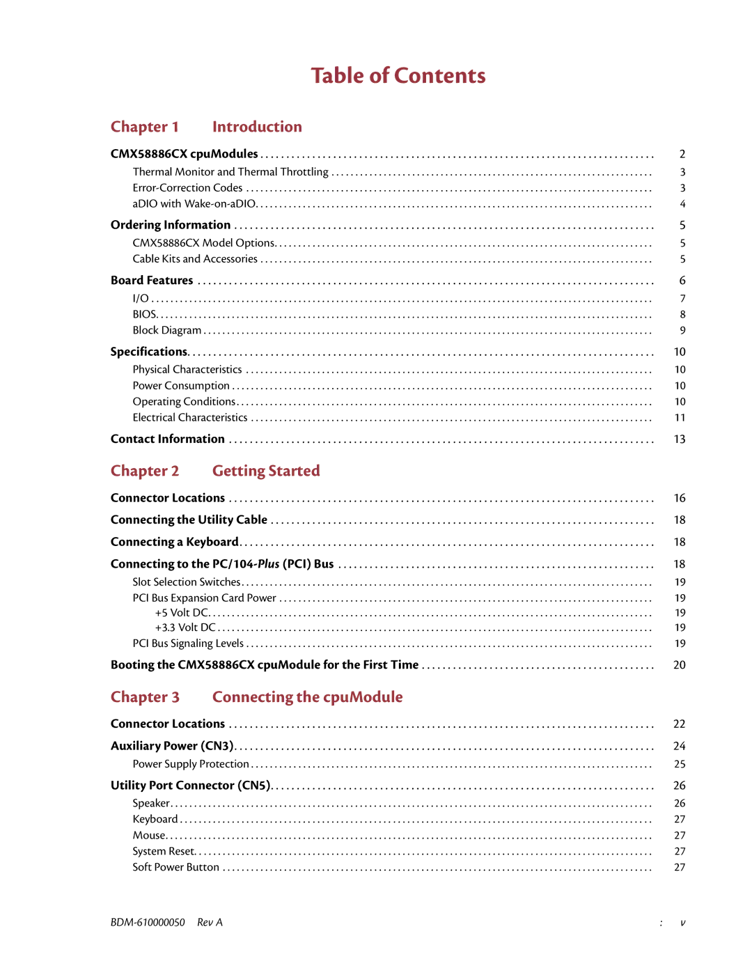 IBM CMX58886CX user manual Table of Contents 