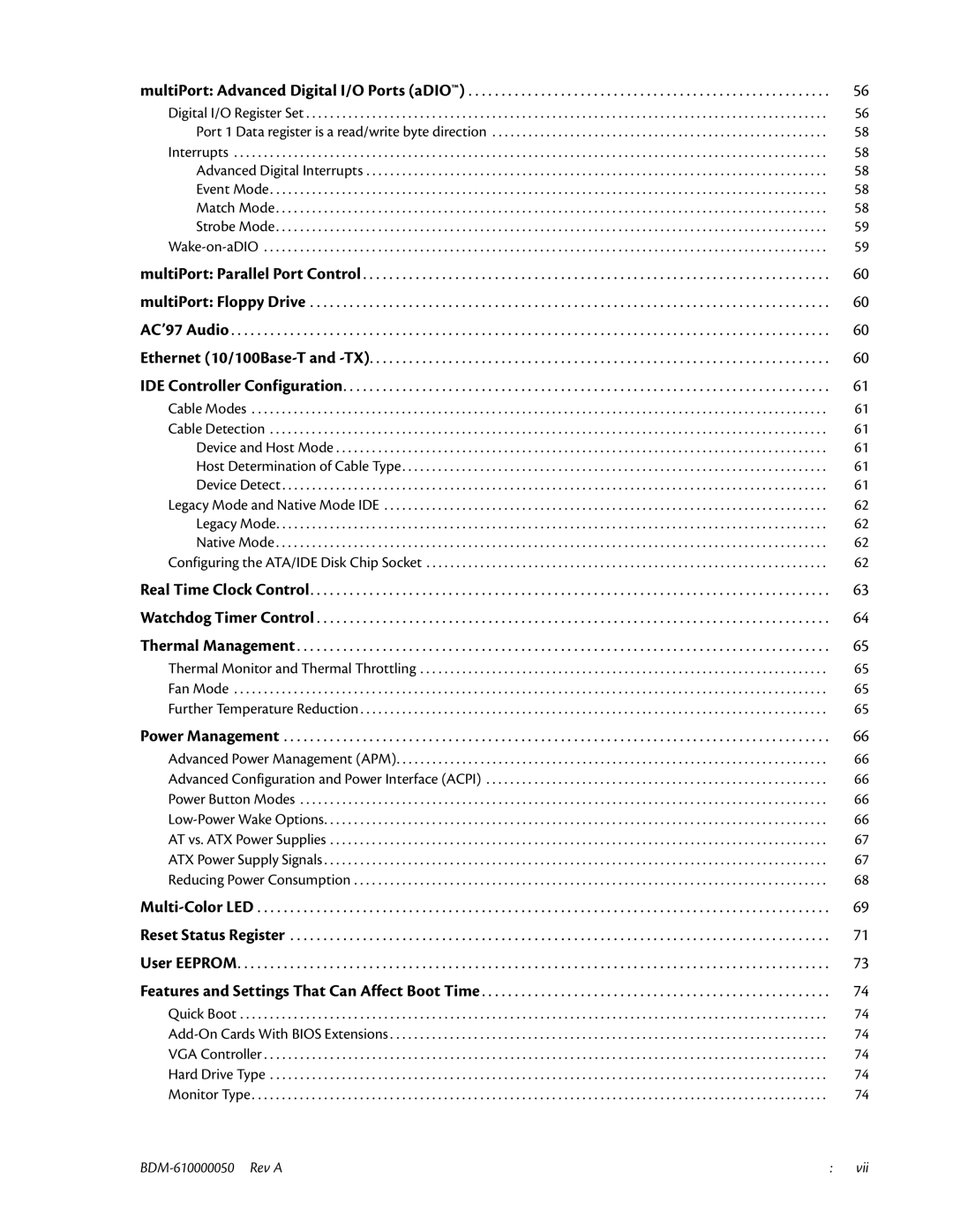 IBM CMX58886CX user manual BDM-610000050 Rev a Vii 