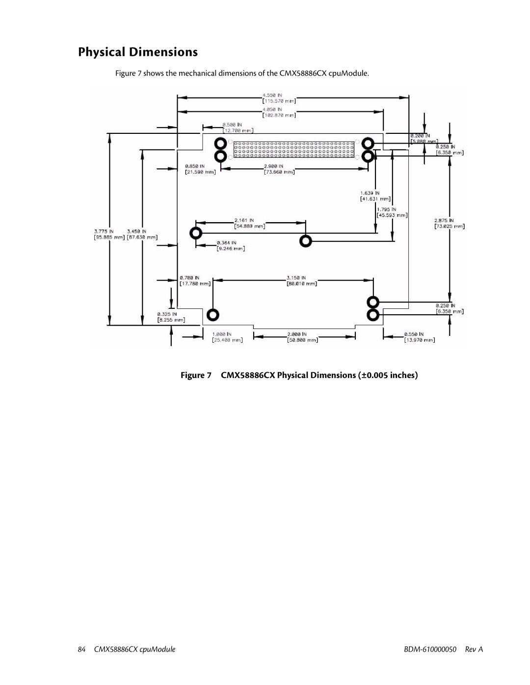 IBM user manual CMX58886CX Physical Dimensions ±0.005 inches 