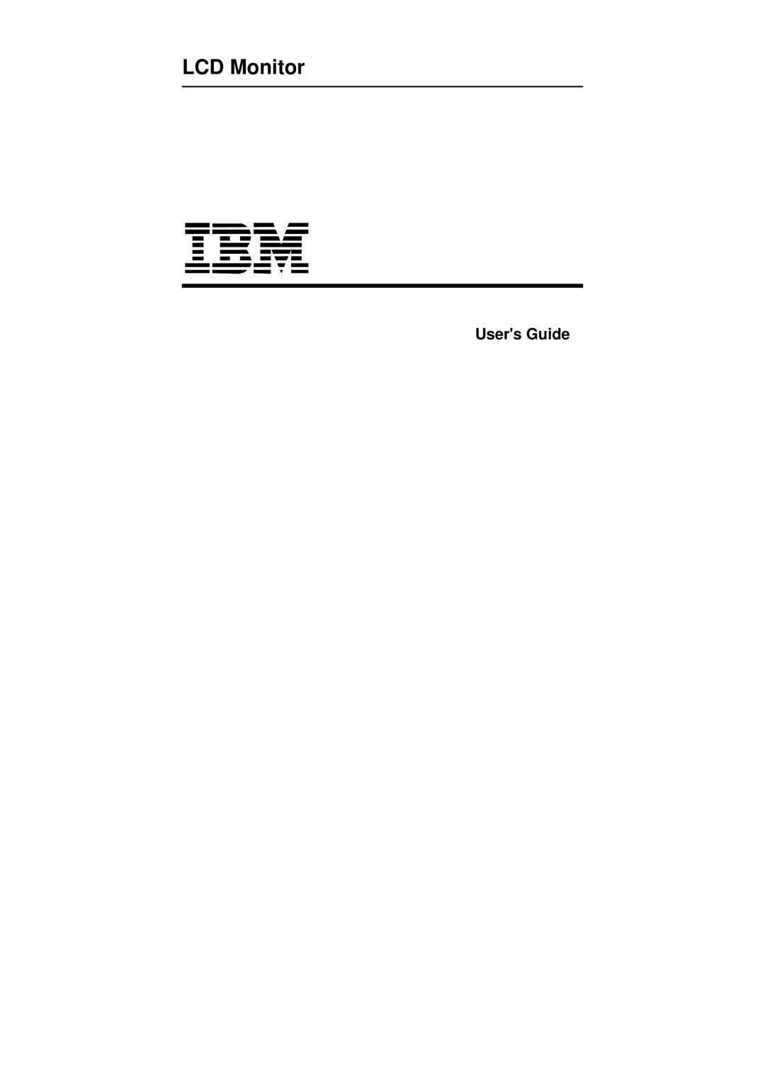 IBM Computer Monitor manual LCD Monitor, Users Guide 