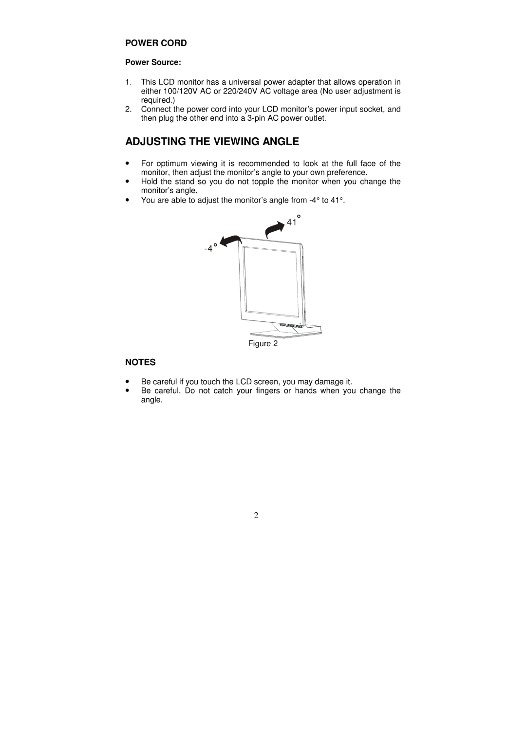 IBM Computer Monitor manual Adjusting the Viewing Angle, Power Cord, Power Source 