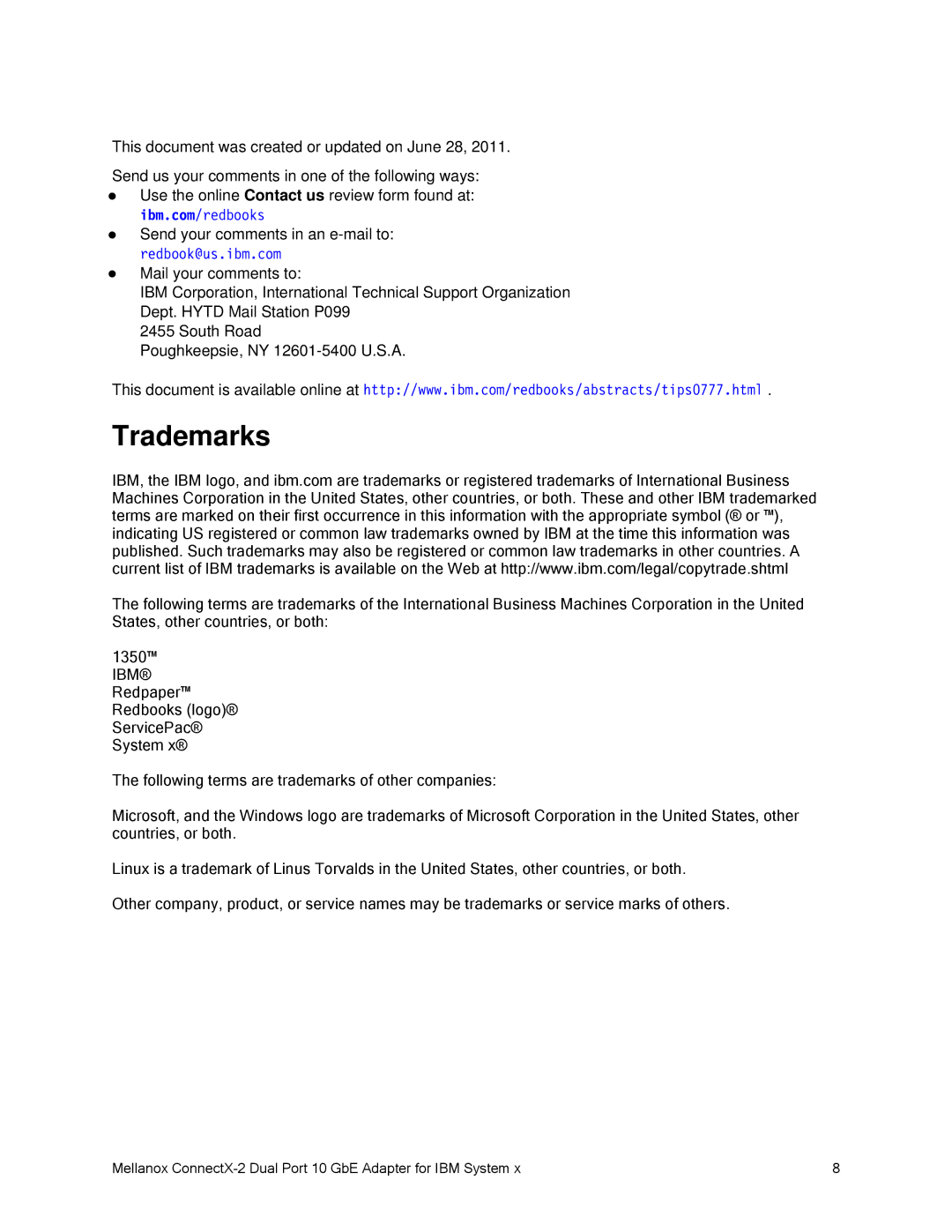 IBM CONNECTX-2 manual Trademarks, Ibm 