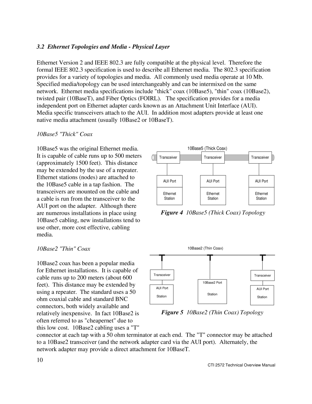 IBM CTI 2572 manual Ethernet Topologies and Media Physical Layer 