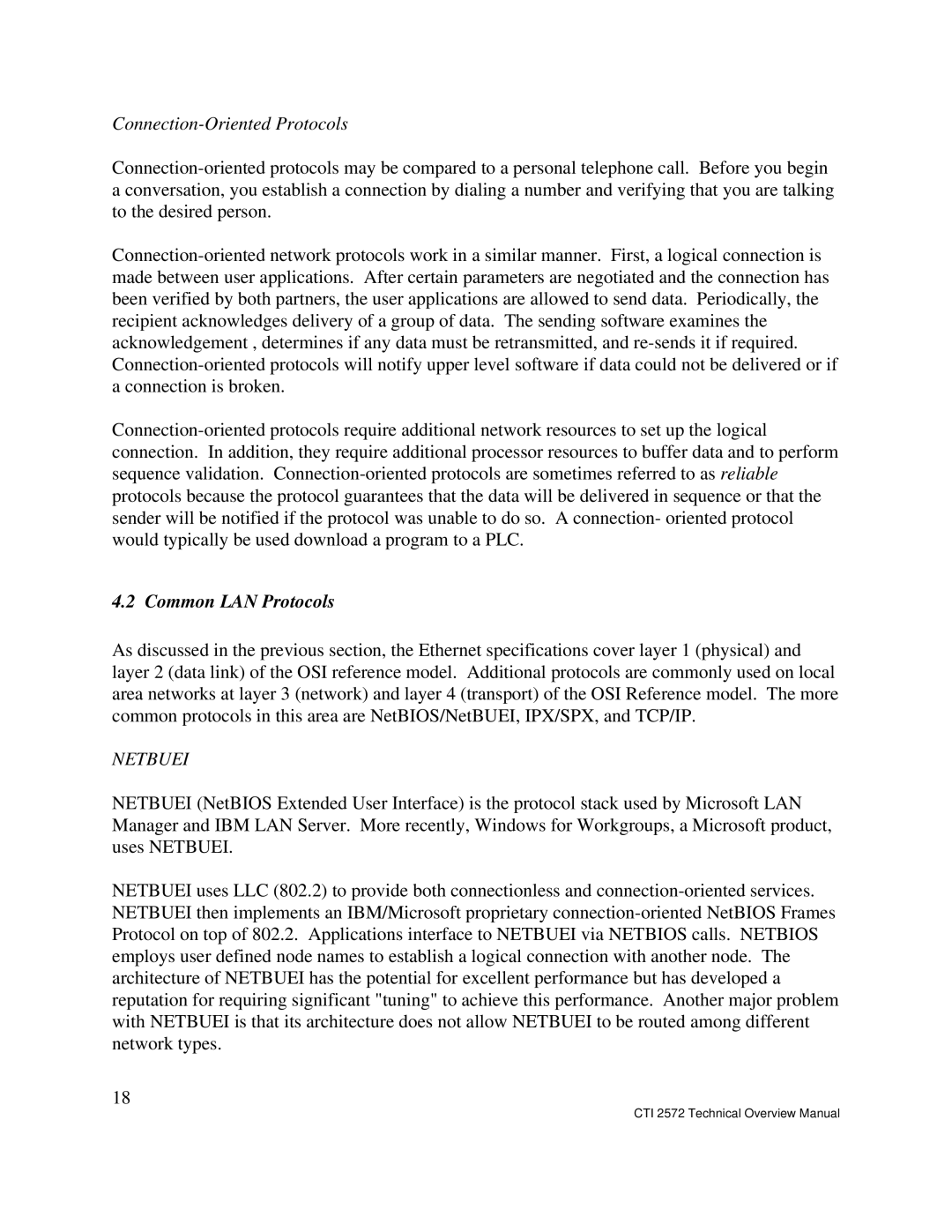 IBM CTI 2572 manual Connection-Oriented Protocols, Common LAN Protocols 