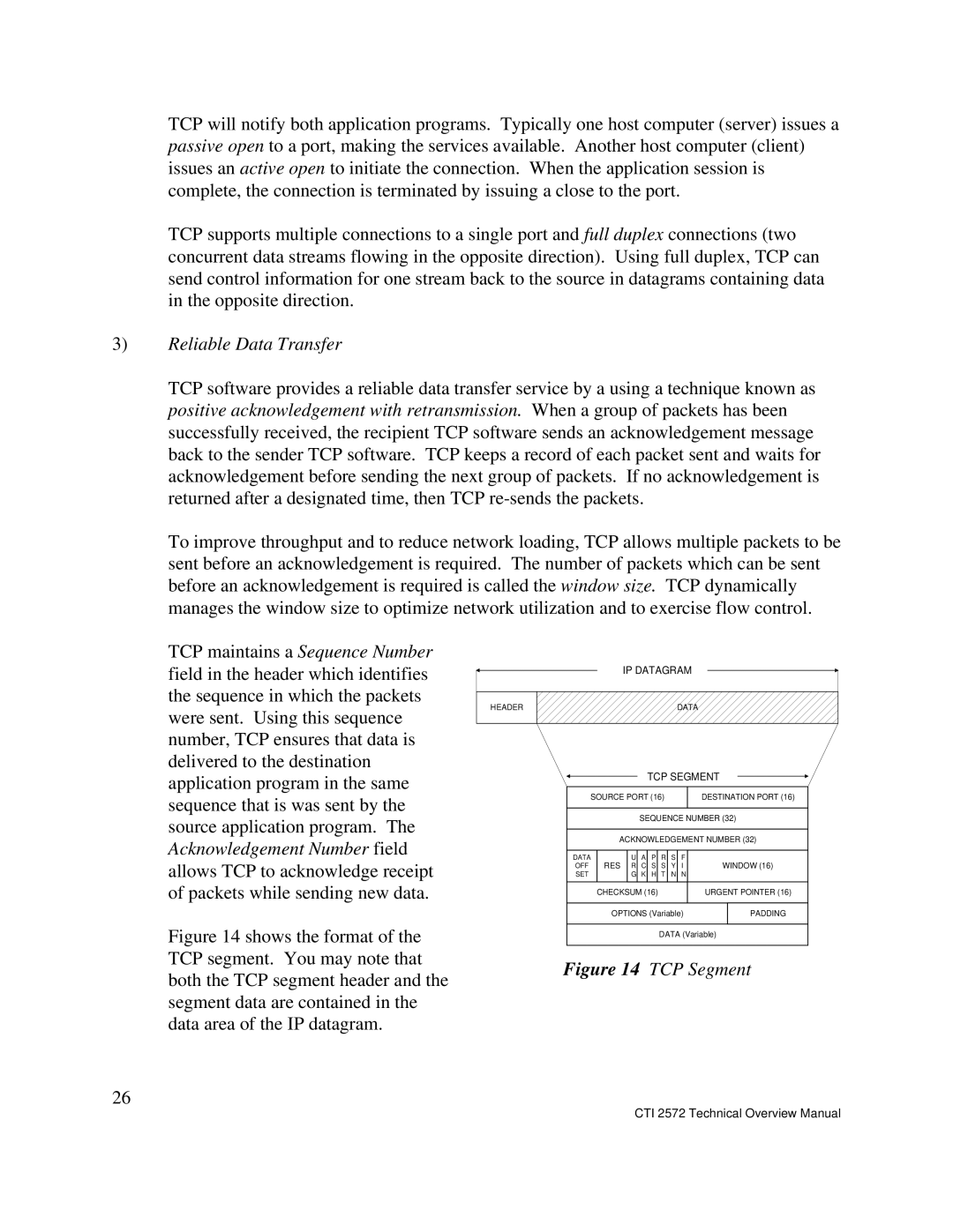 IBM CTI 2572 manual Reliable Data Transfer, TCP Segment 