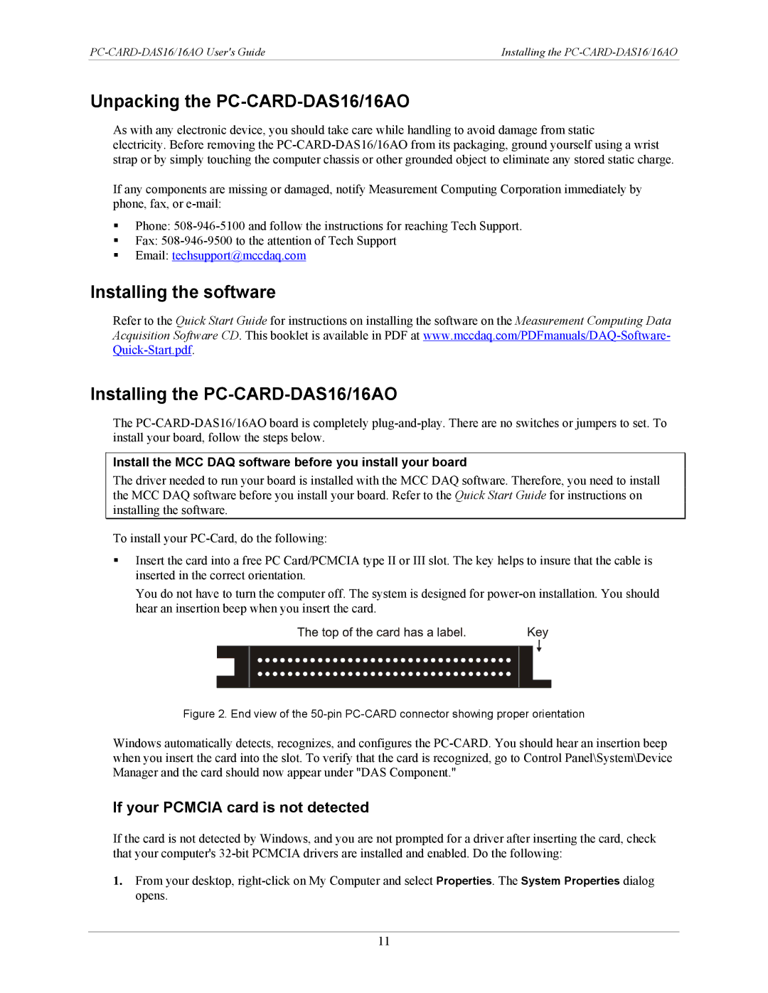 IBM DAS16AO manual Unpacking the PC-CARD-DAS16/16AO, Installing the software Installing the PC-CARD-DAS16/16AO 