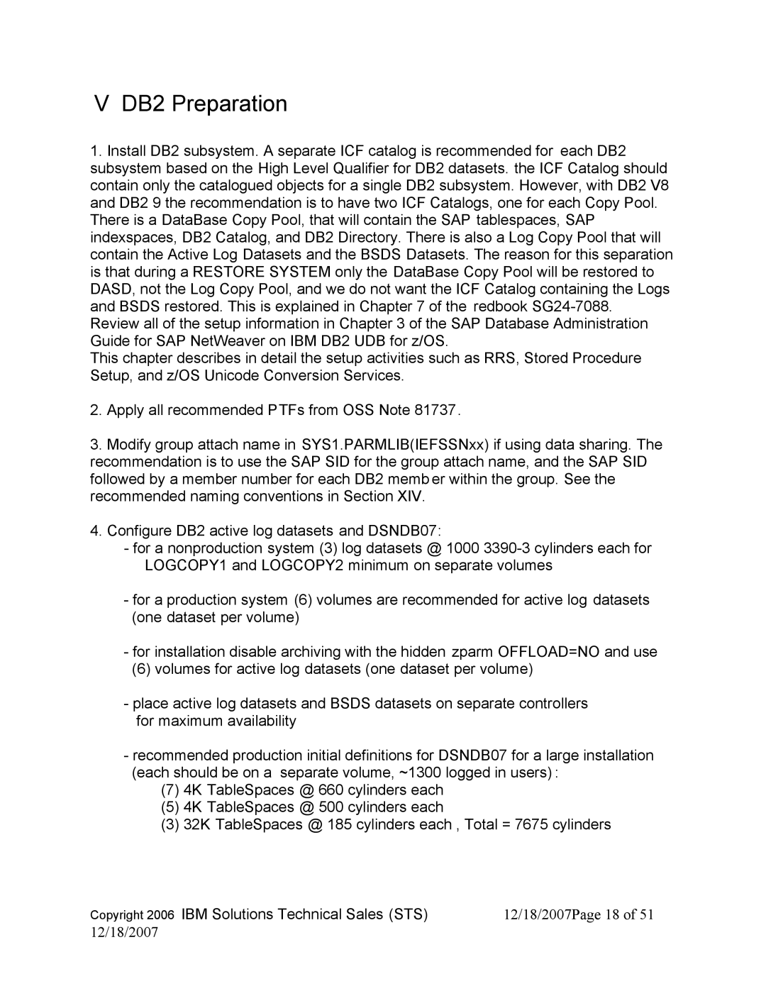 IBM DB2 9, DB2 V8 manual DB2 Preparation 