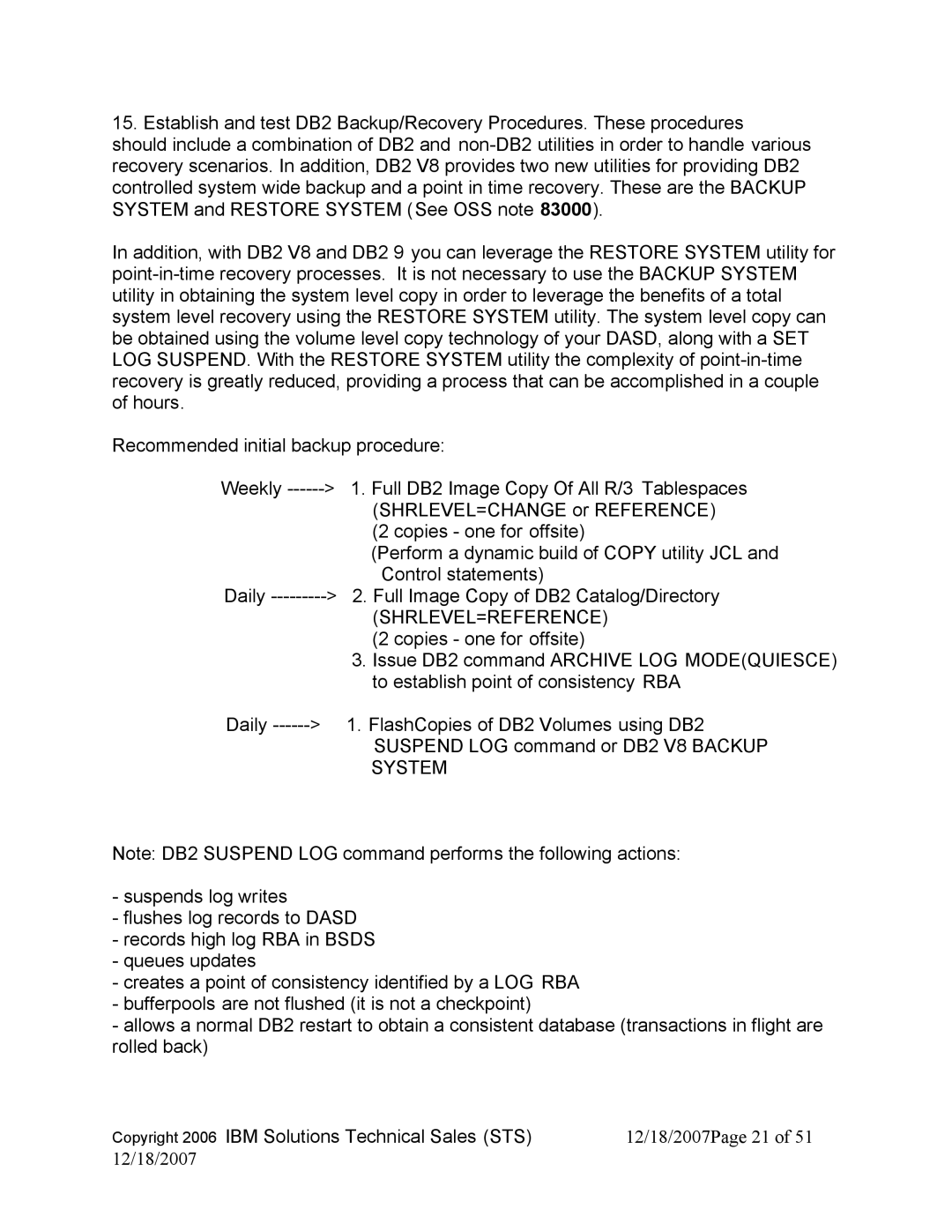 IBM DB2 V8, DB2 9 manual System 