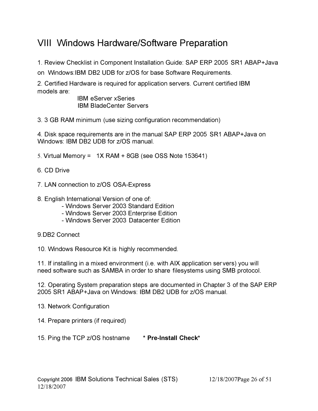 IBM DB2 9, DB2 V8 manual Viii Windows Hardware/Software Preparation 