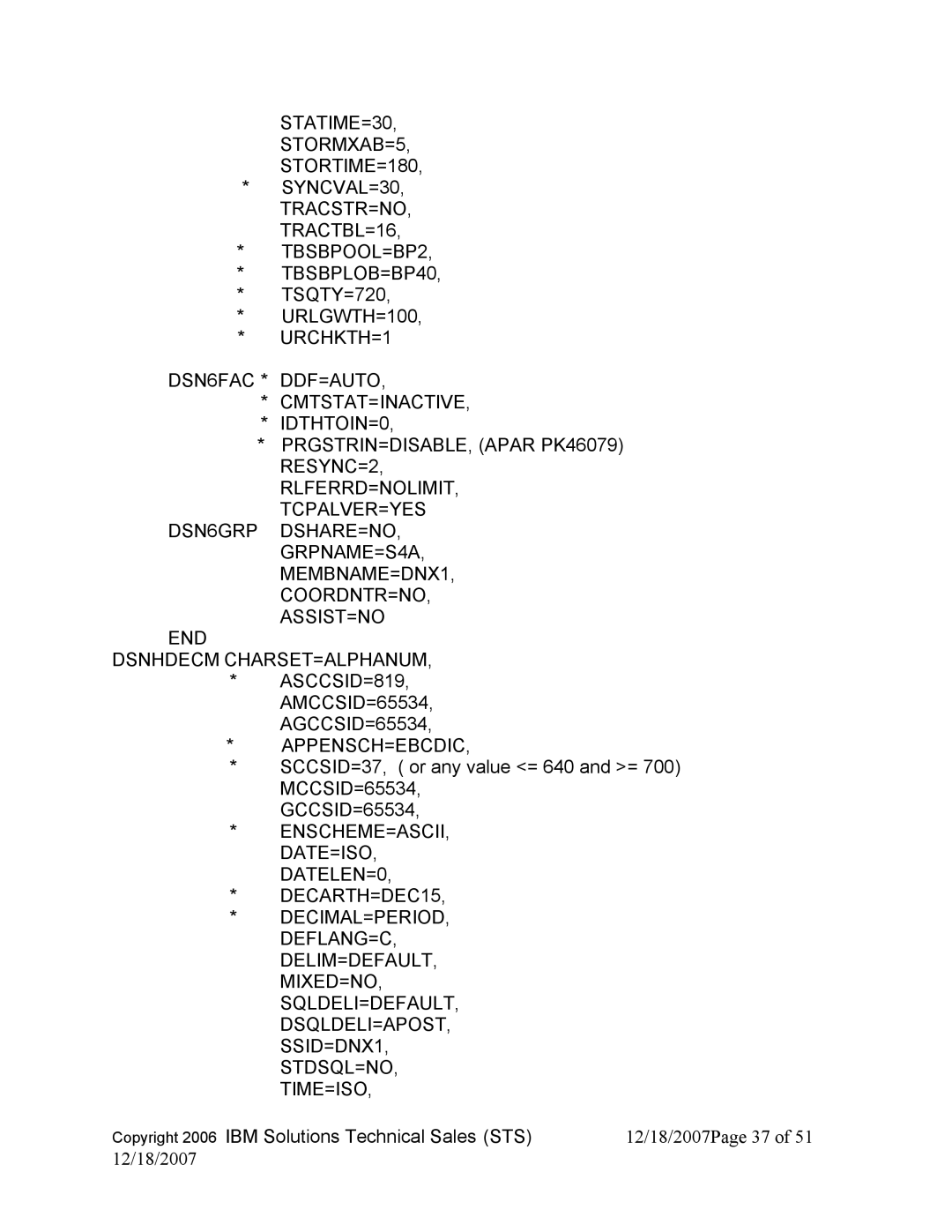 IBM DB2 V8, DB2 9 manual TSQTY=720 