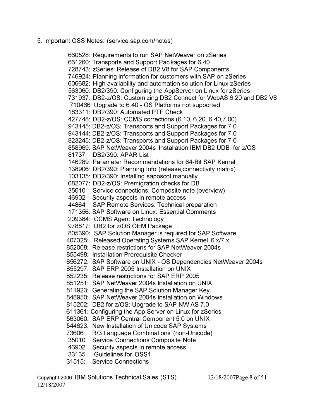 IBM DB2 9, DB2 V8 manual 12/18/2007Page 8 